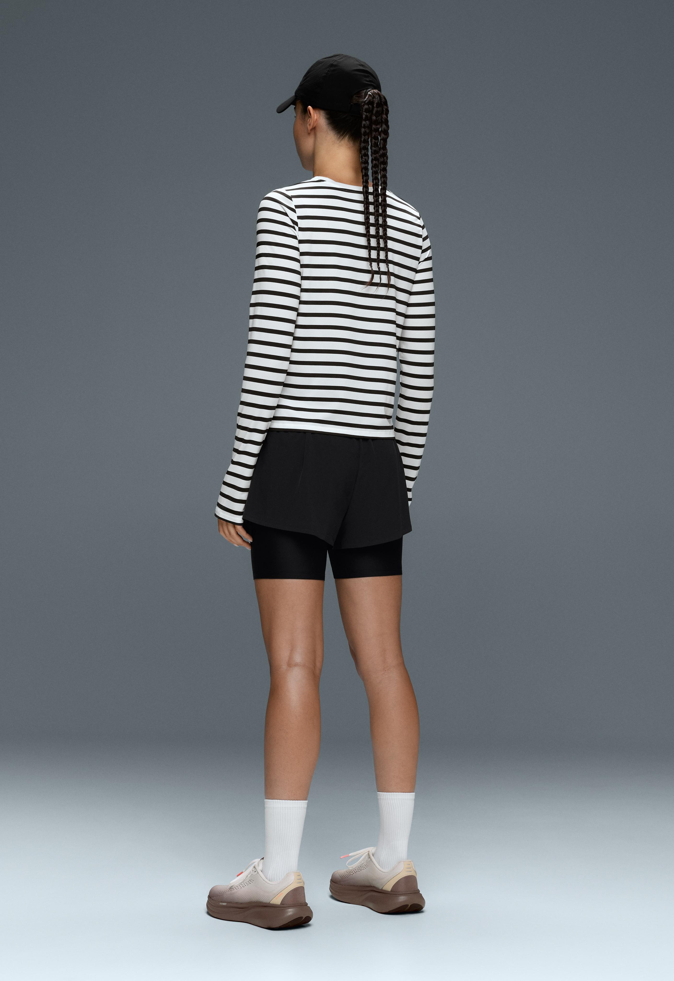 Striped long-sleeve technical T-shirt — BLACK