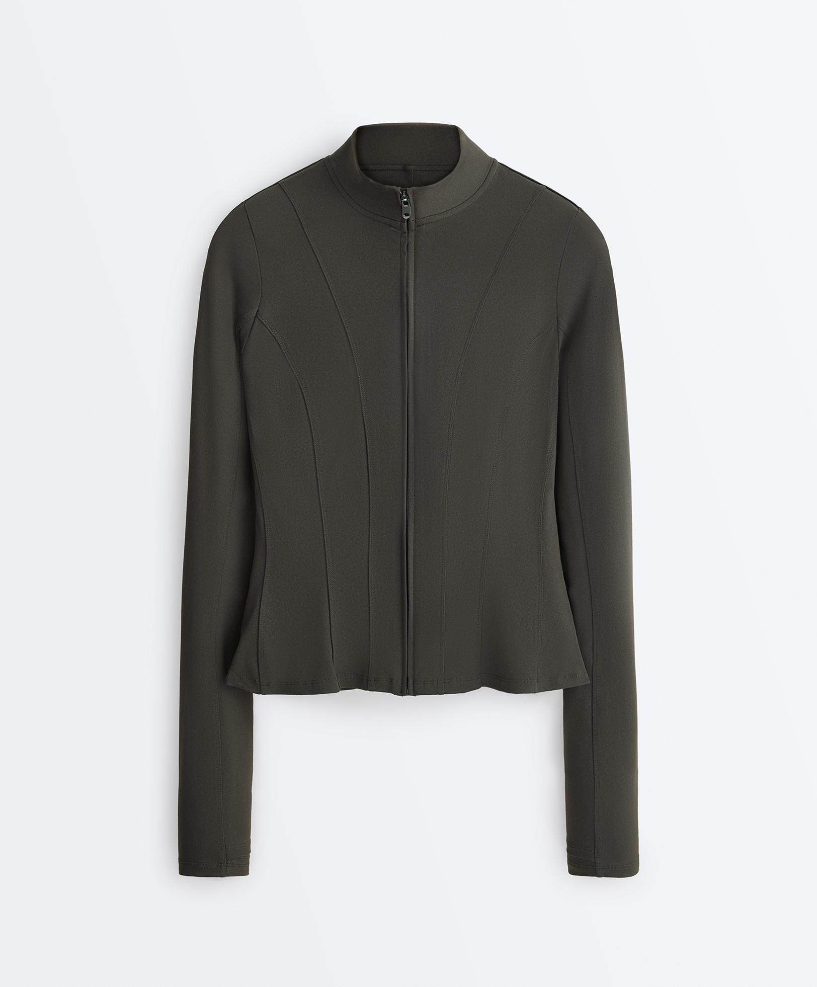 Evermove peplum technical jacket — BROWN