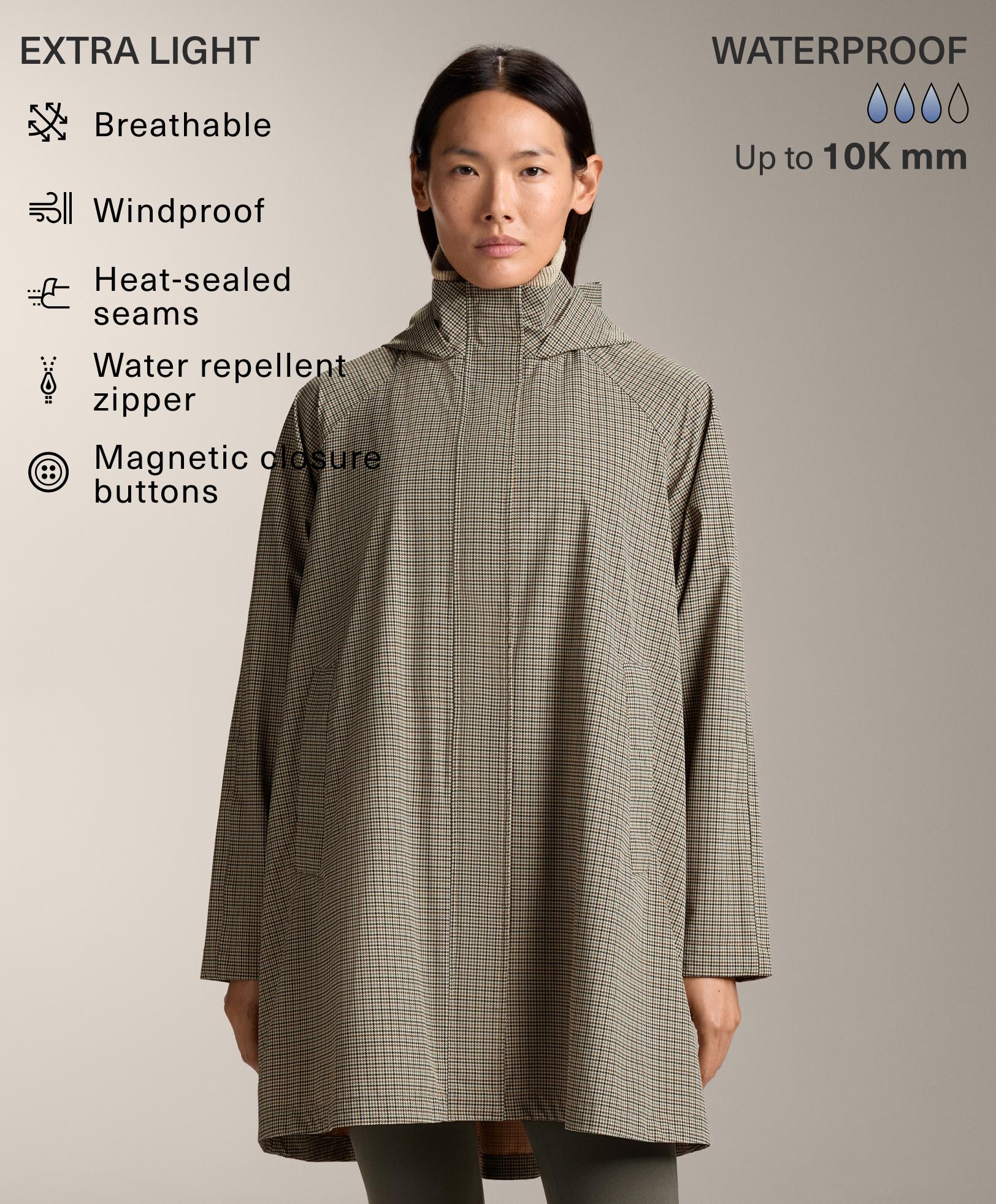 Extraleichte, wasserdichte 10k-Jacke mit Hahnentrittmuster Extraleichte, wasserdichte 10k-Jacke mit Hahnentrittmuster