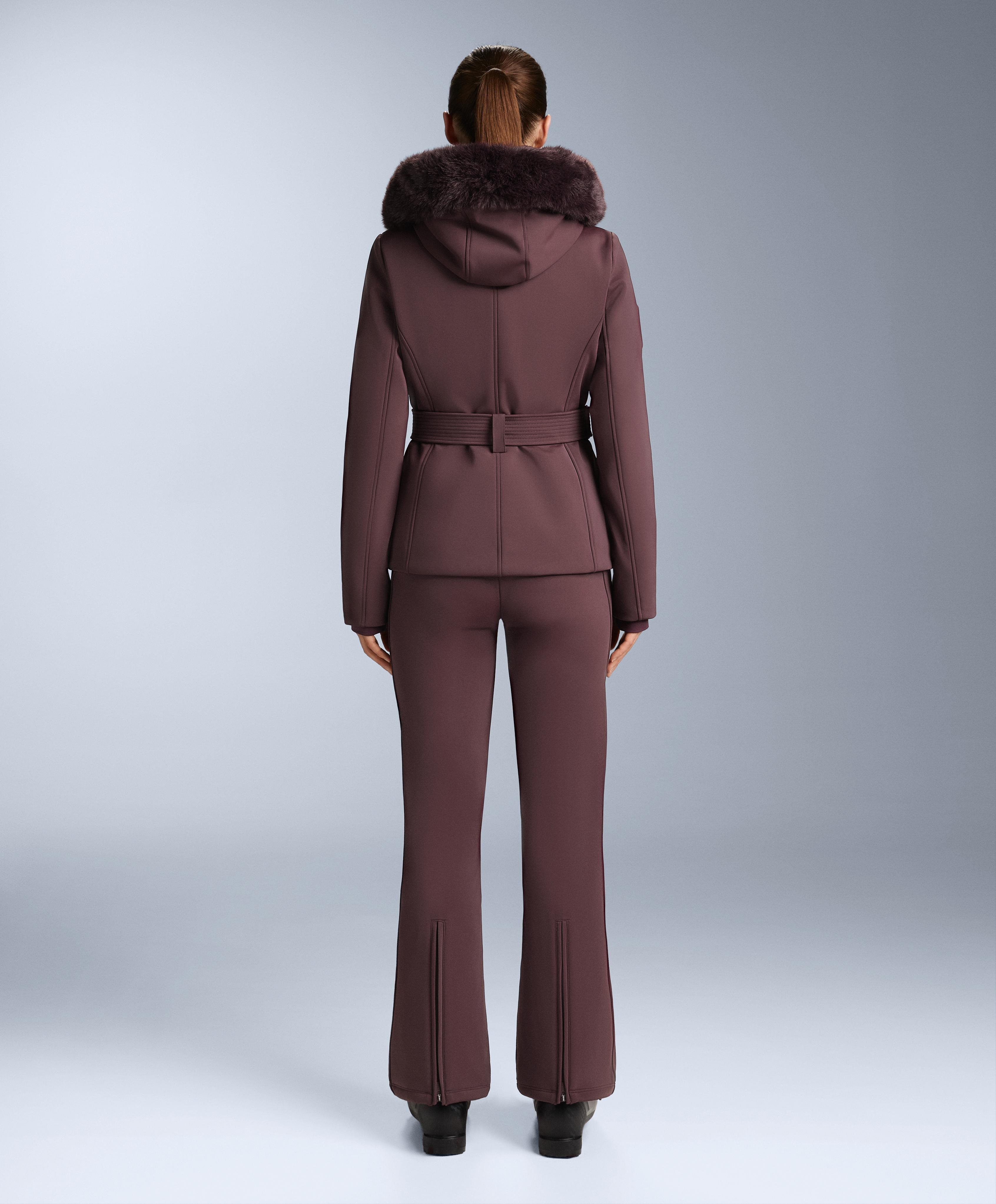 Water-resistant flare stretch SKI trousers — DARK WINE RED