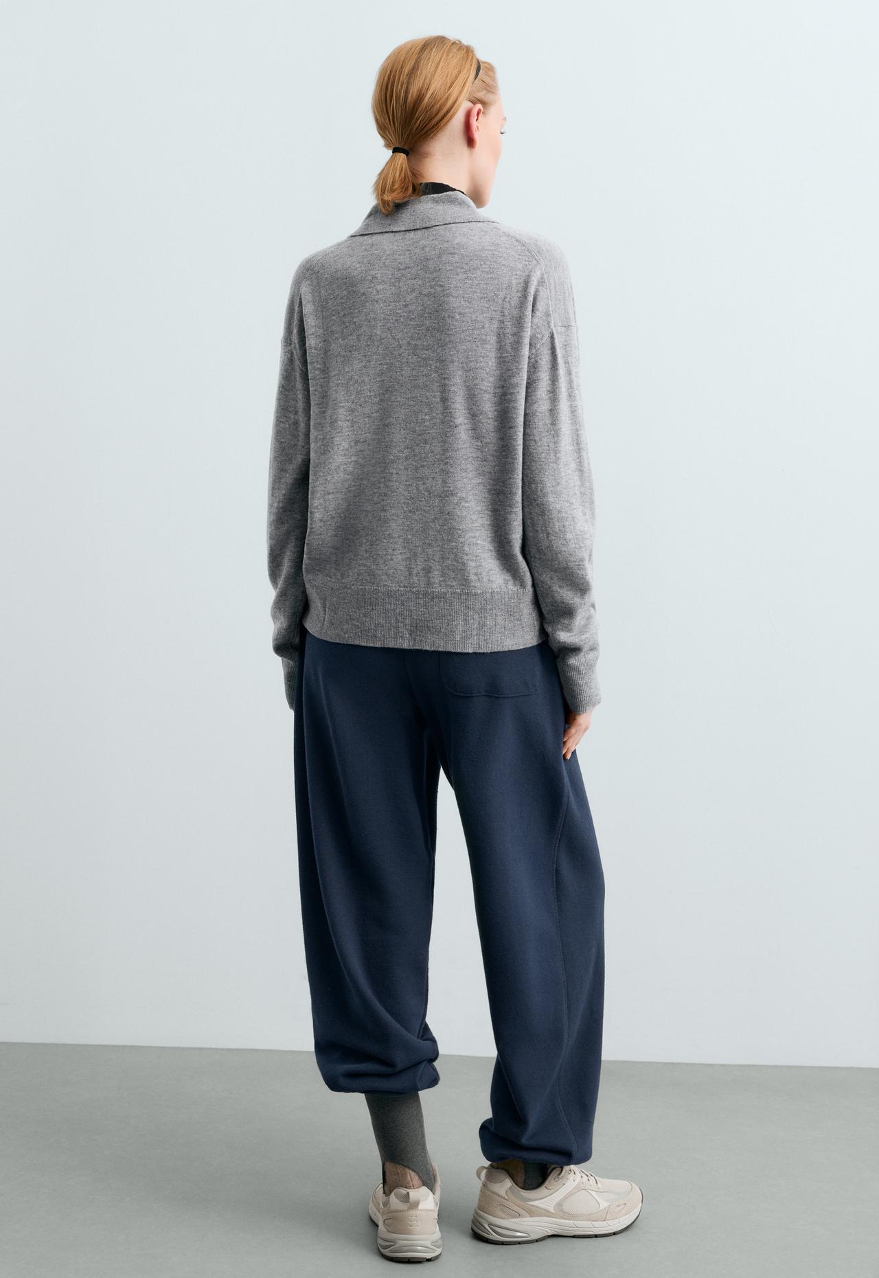 Polo knit 100% wool — BLUE-GREY