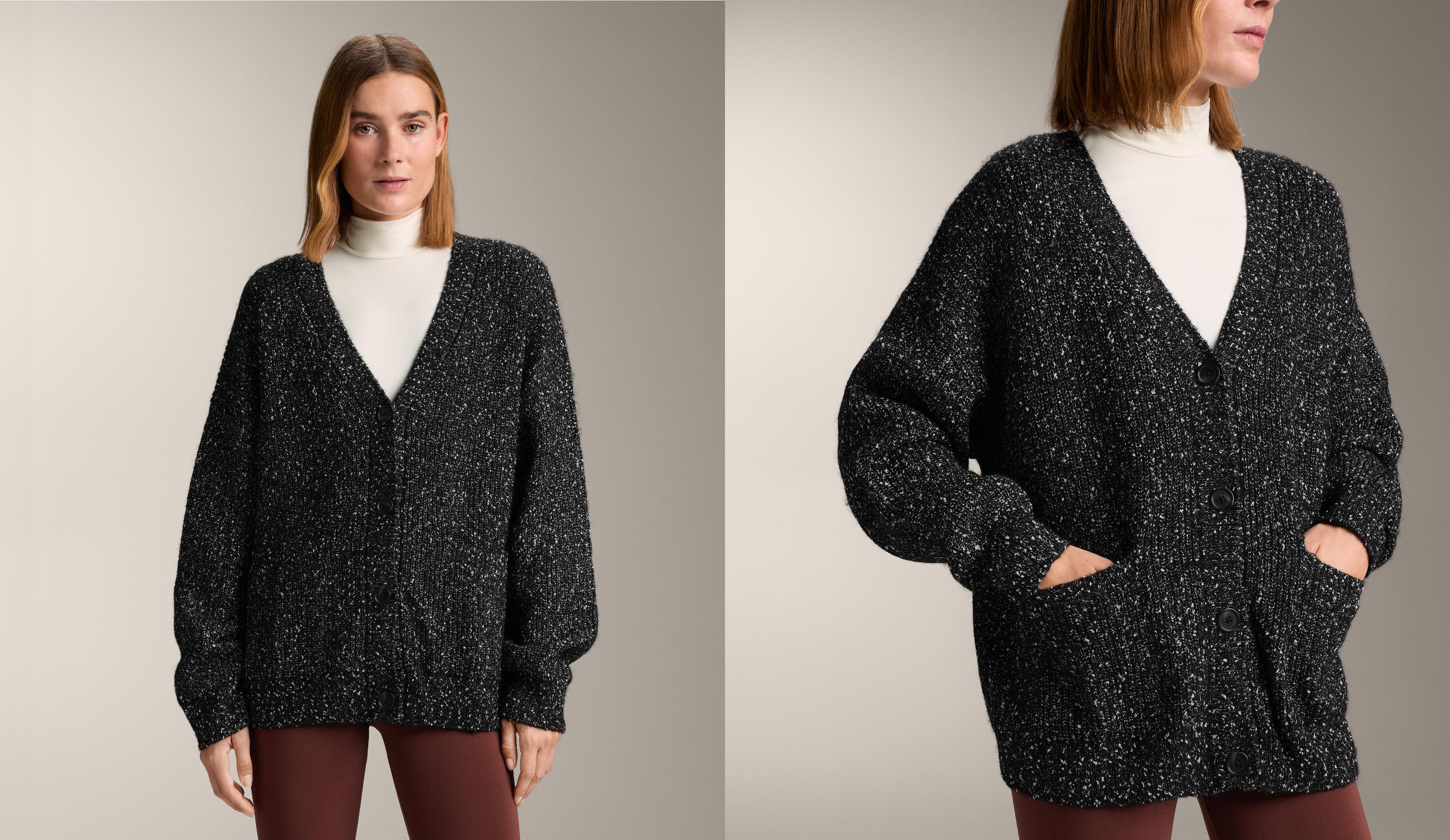 V-neck neps cardigan 27% wool - Sale