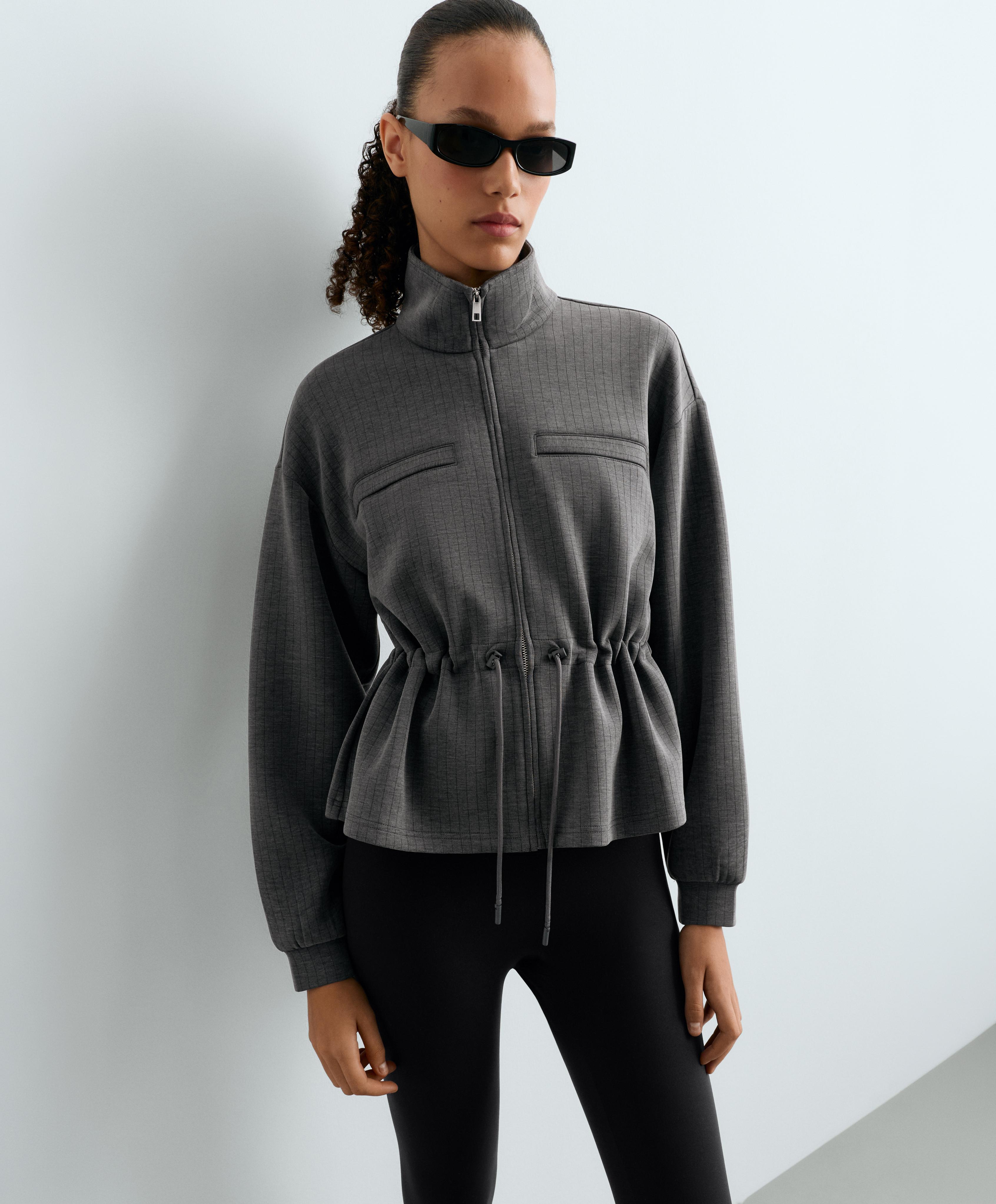 Short jacket with waist adjustment and modal — ASPHALT GREY