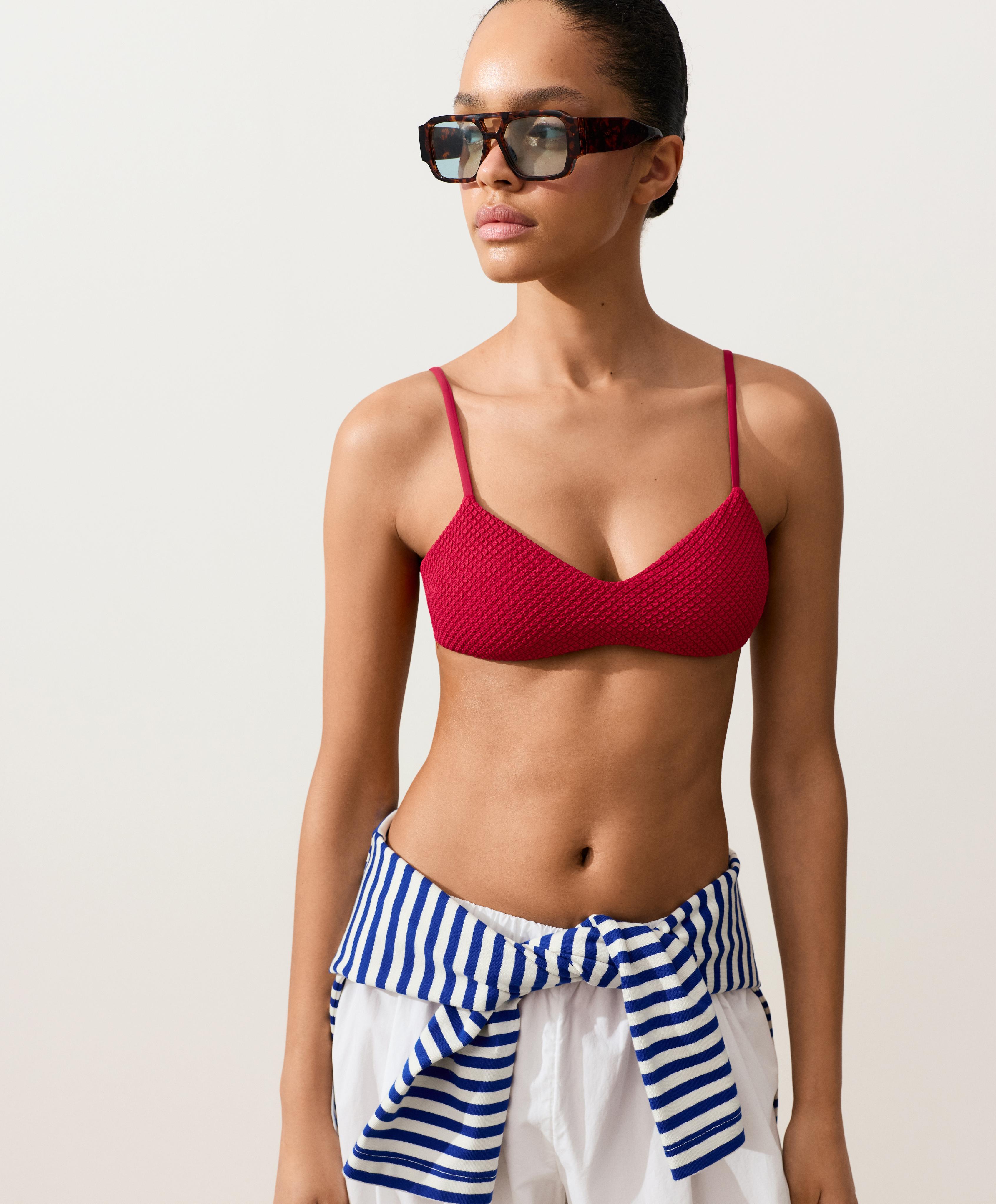 Waffle texture bikini top — BRIGHT RED