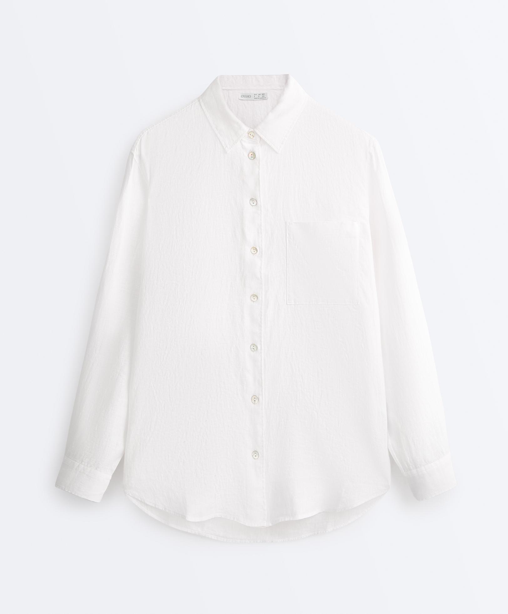 100% linen relaxed shirt — WHITE