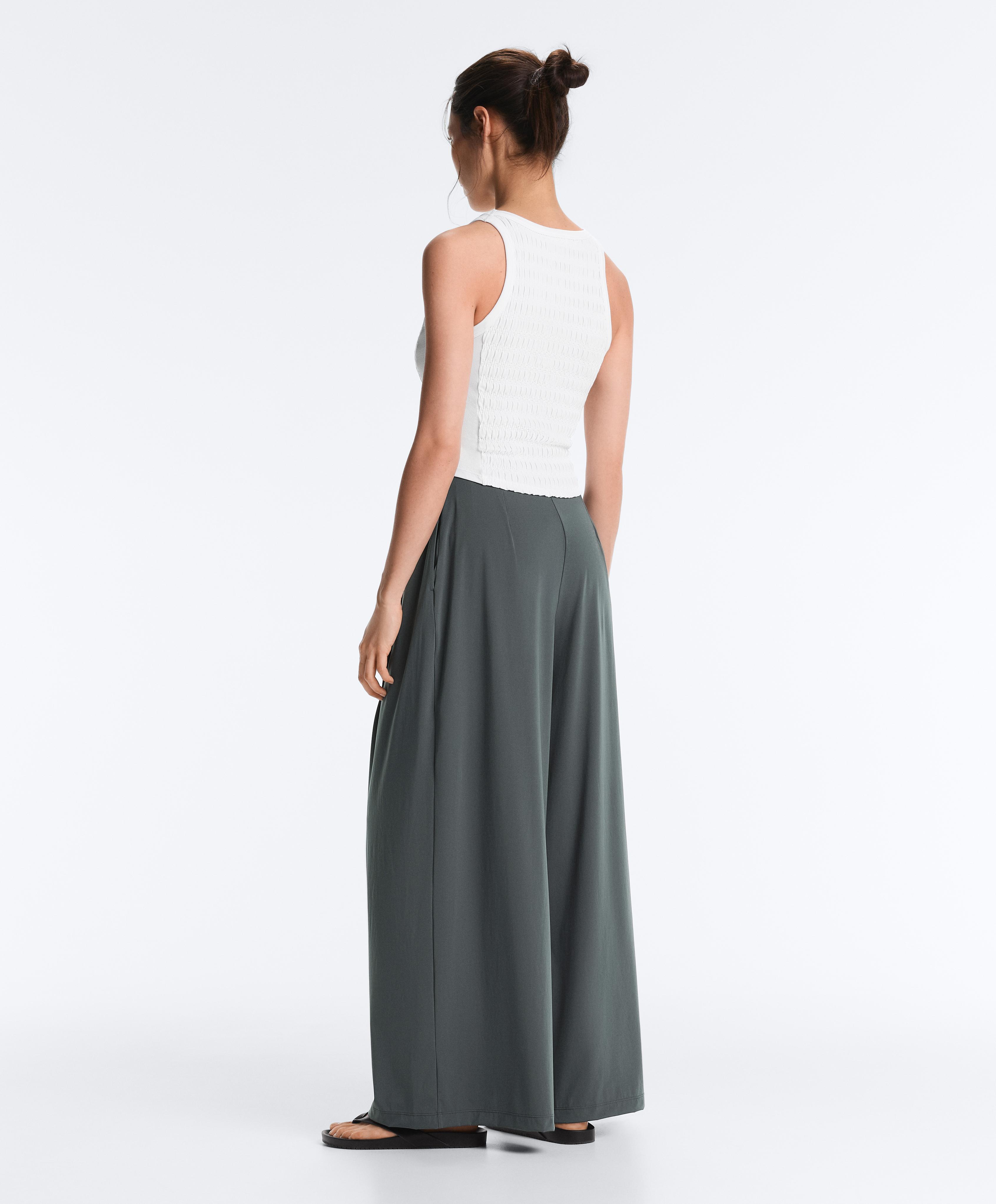 Light Touch wide-leg trousers with darts — STEEL GREY