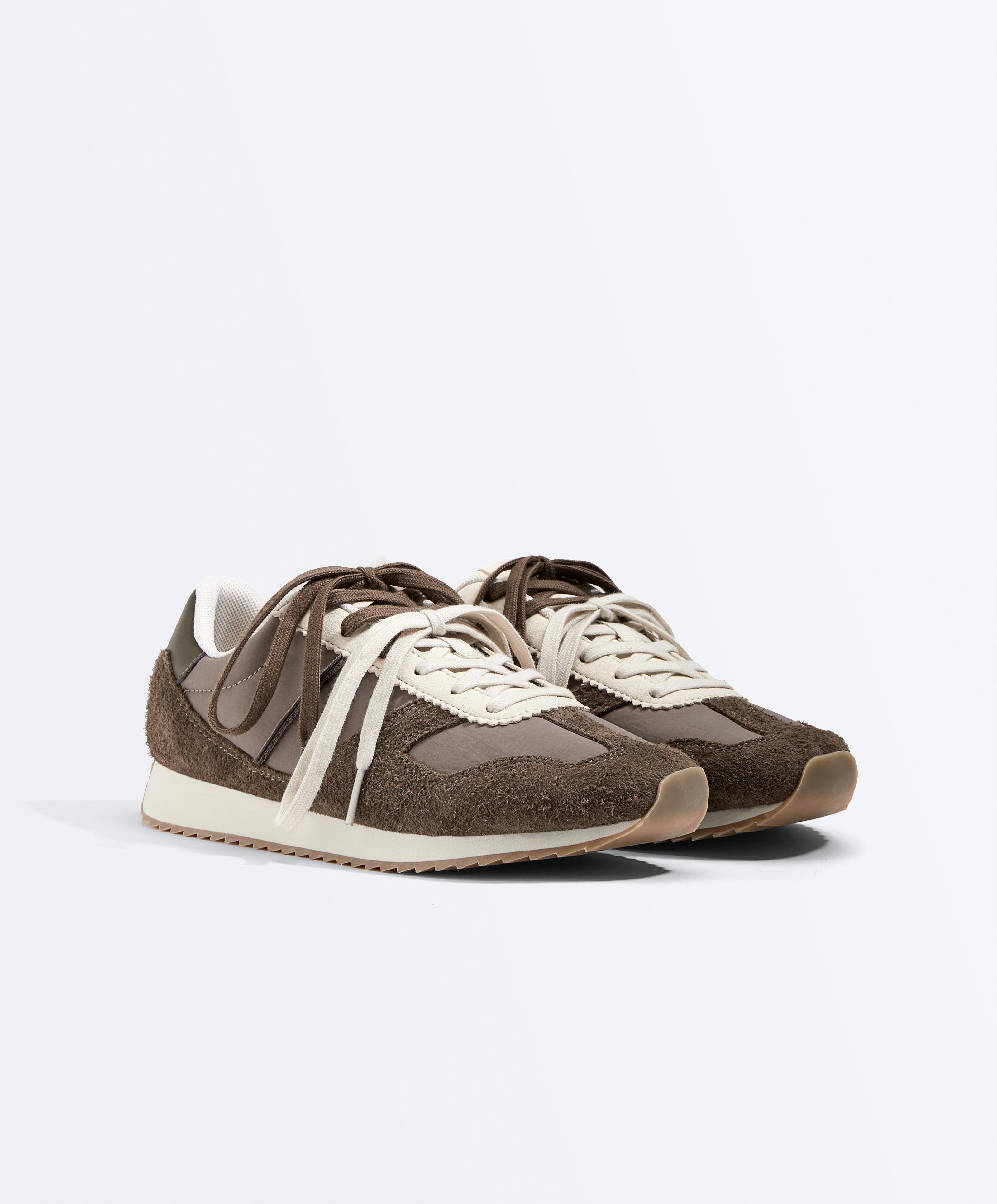 Colour-block trainers — BROWN