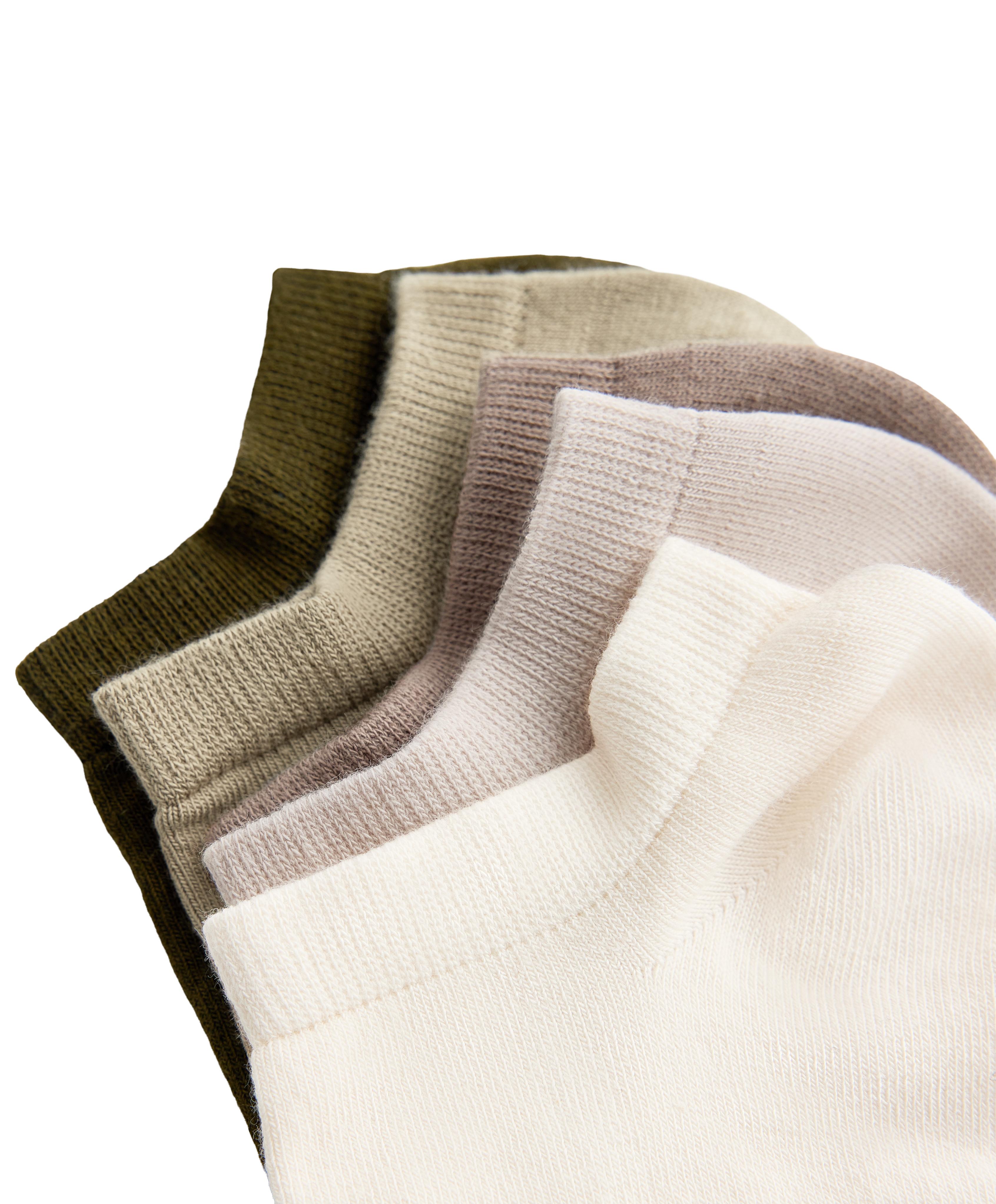 5 pairs of cotton blend sneaker socks — GREEN BEIGE