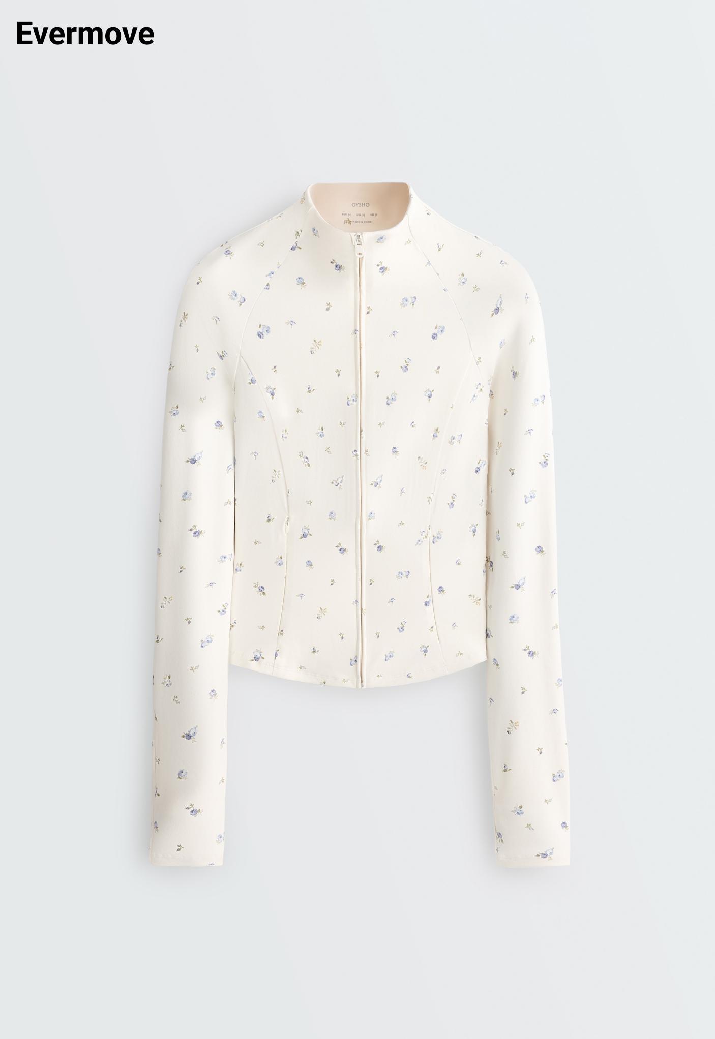 Evermove floral print technical jacket — PALE ECRU