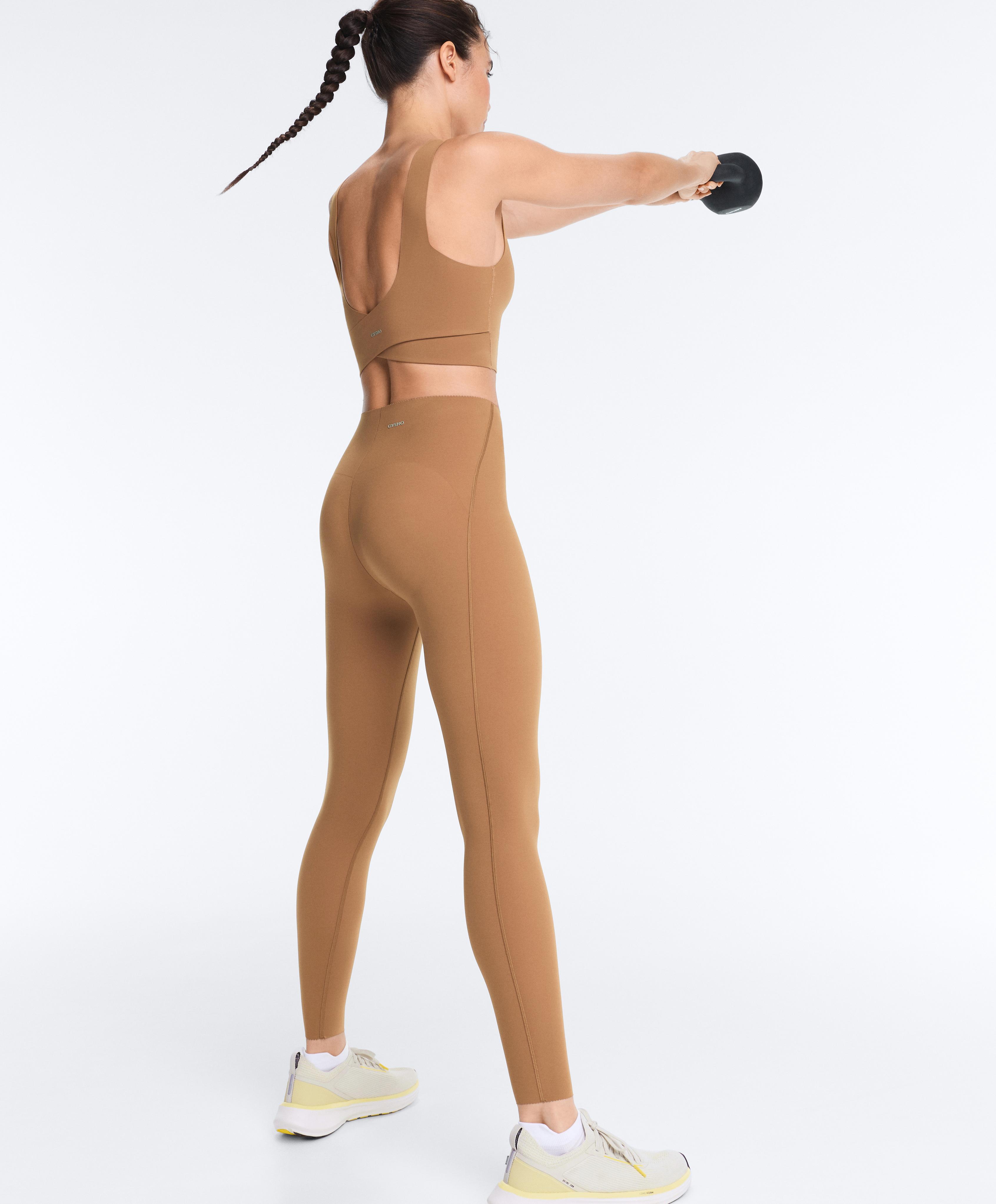 Light Touch crossover back tank top — PALE BROWN