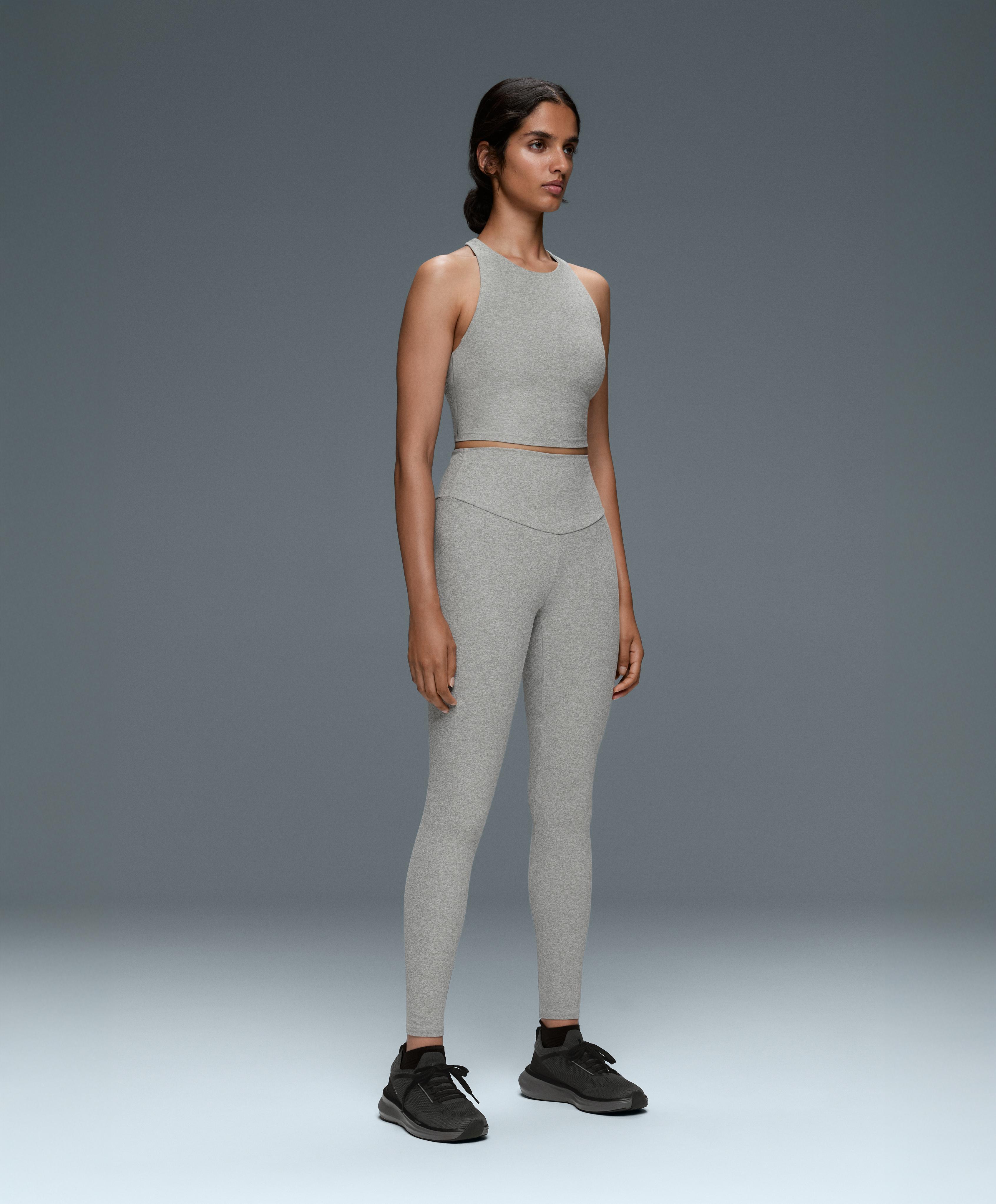 Comfortlux heathered strap tank top with cups — PALE GREY