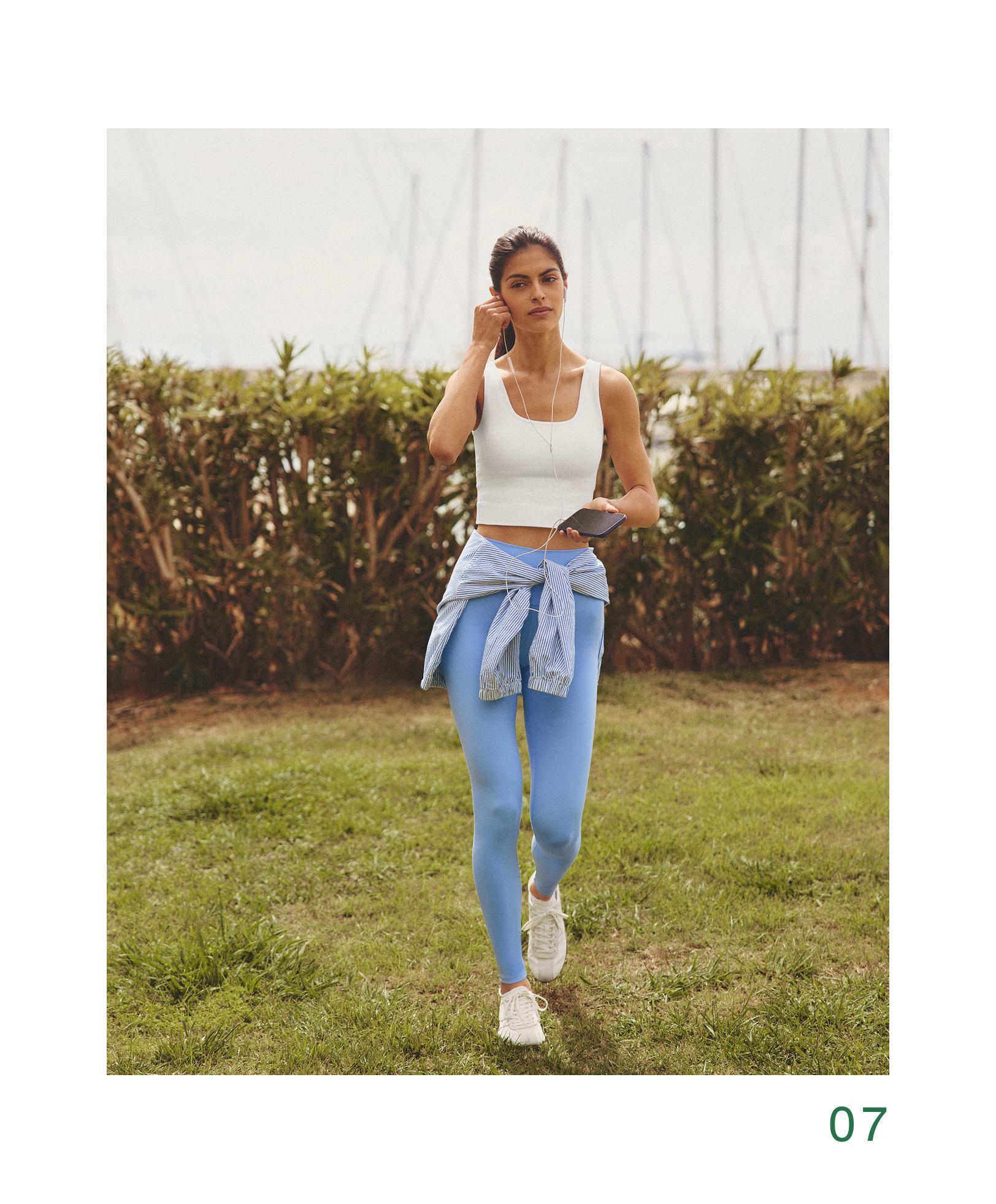 Comfortlux high-waisted ankle-length leggings — PALE LAVENDER BLUE