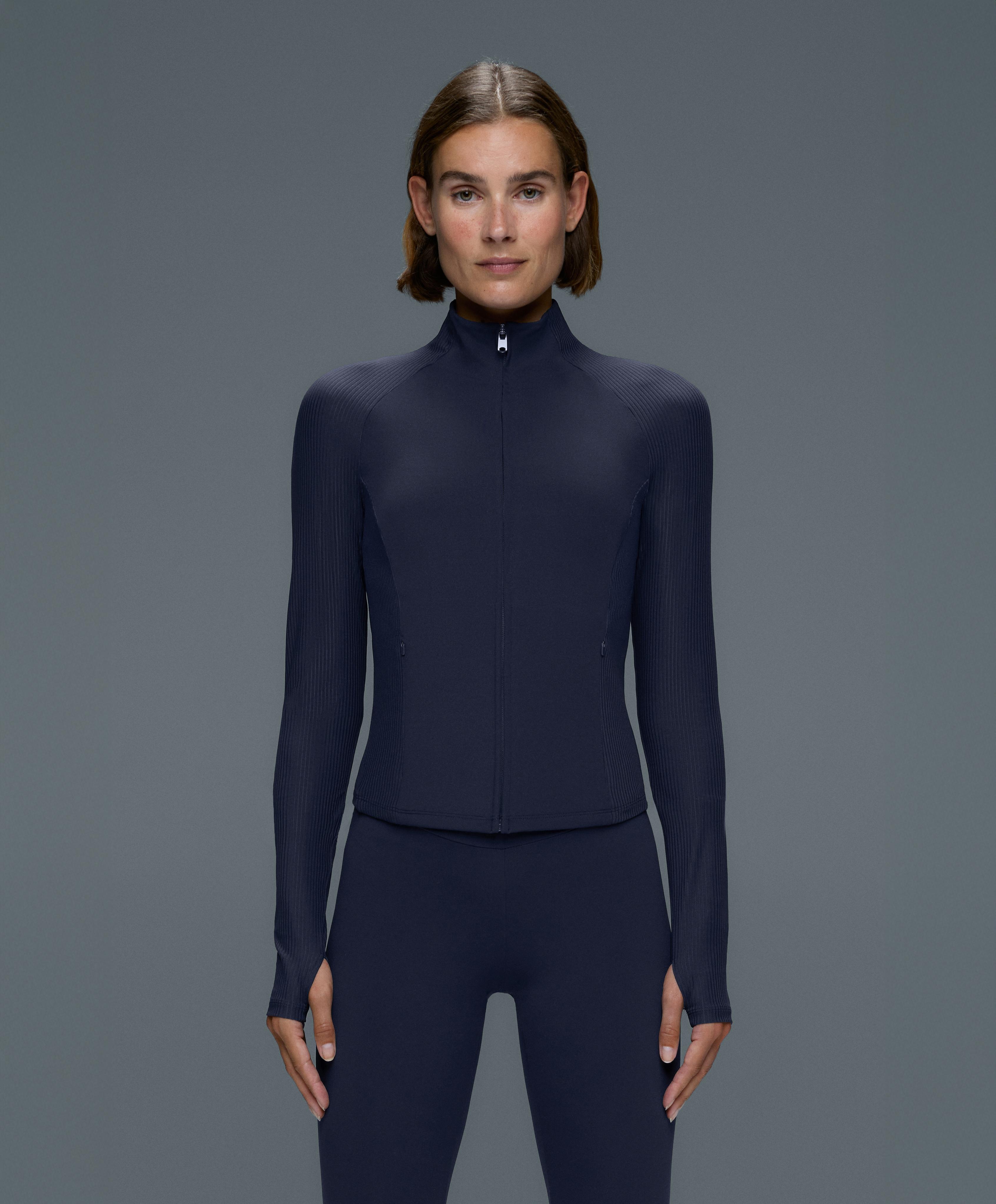 Light warm rib technical jacket — NAVY BLUE