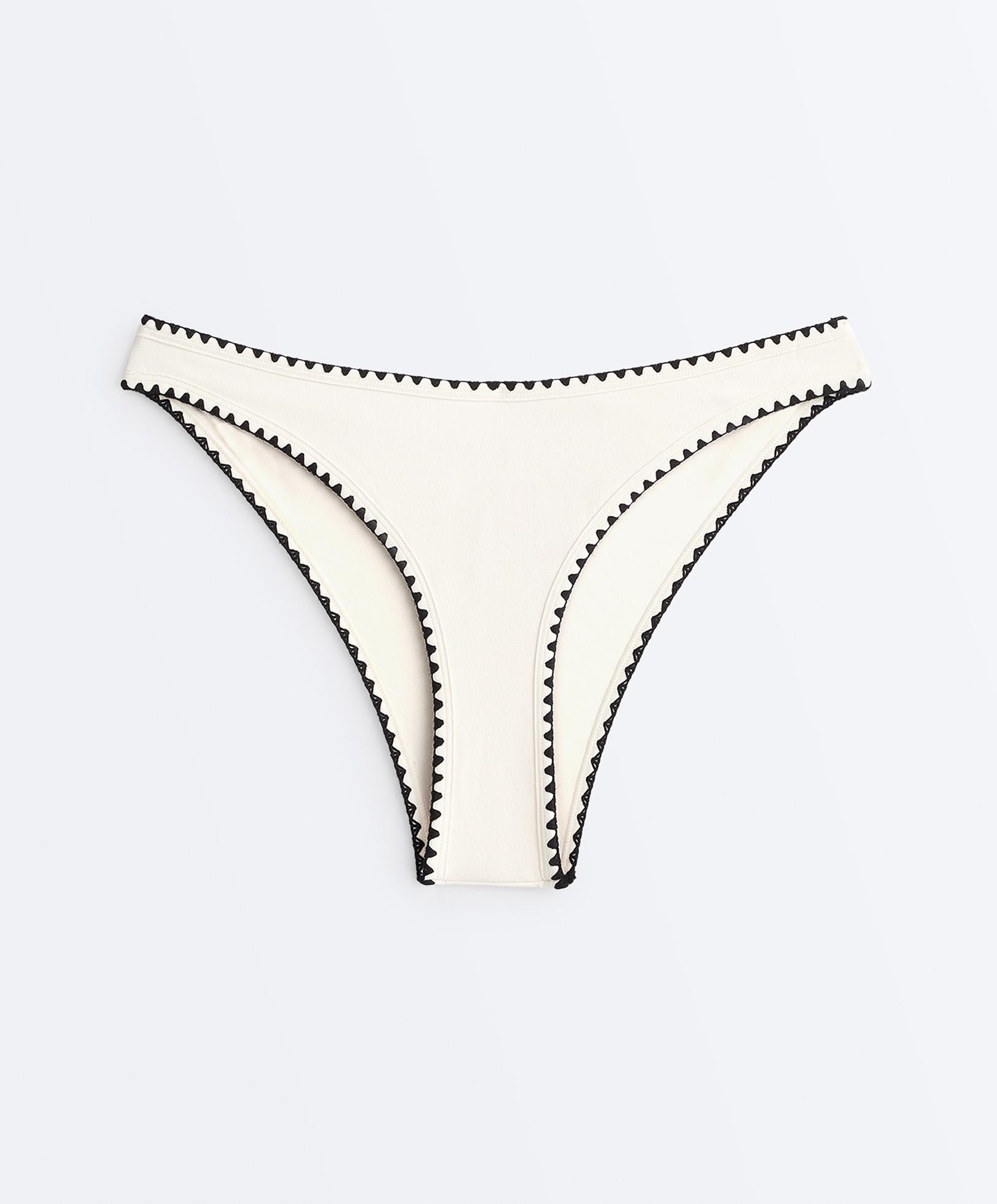 Contrast stitch U-cut medium-coverage bikini briefs — PALE ECRU
