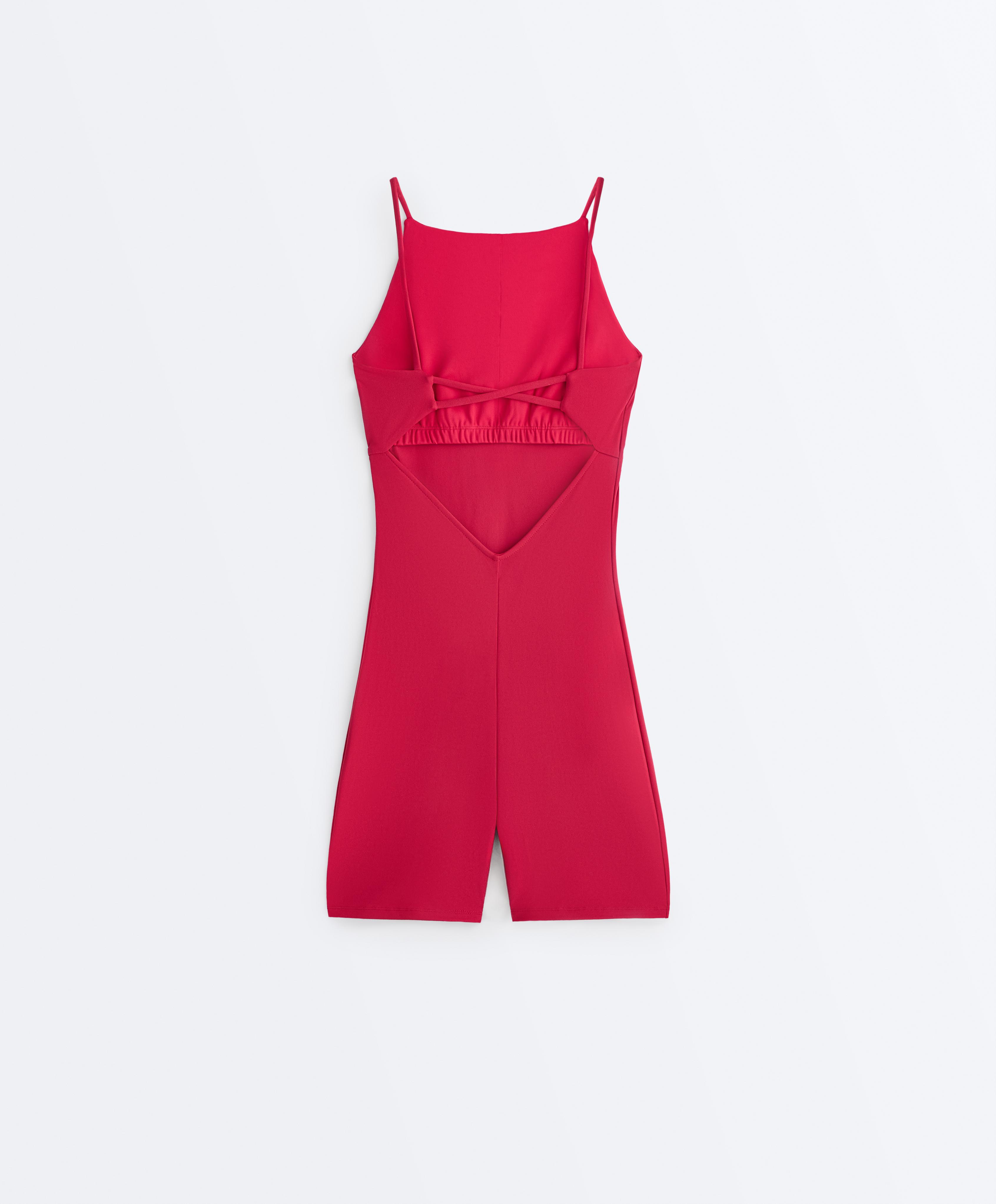Evermove open-back short jumpsuit — RED