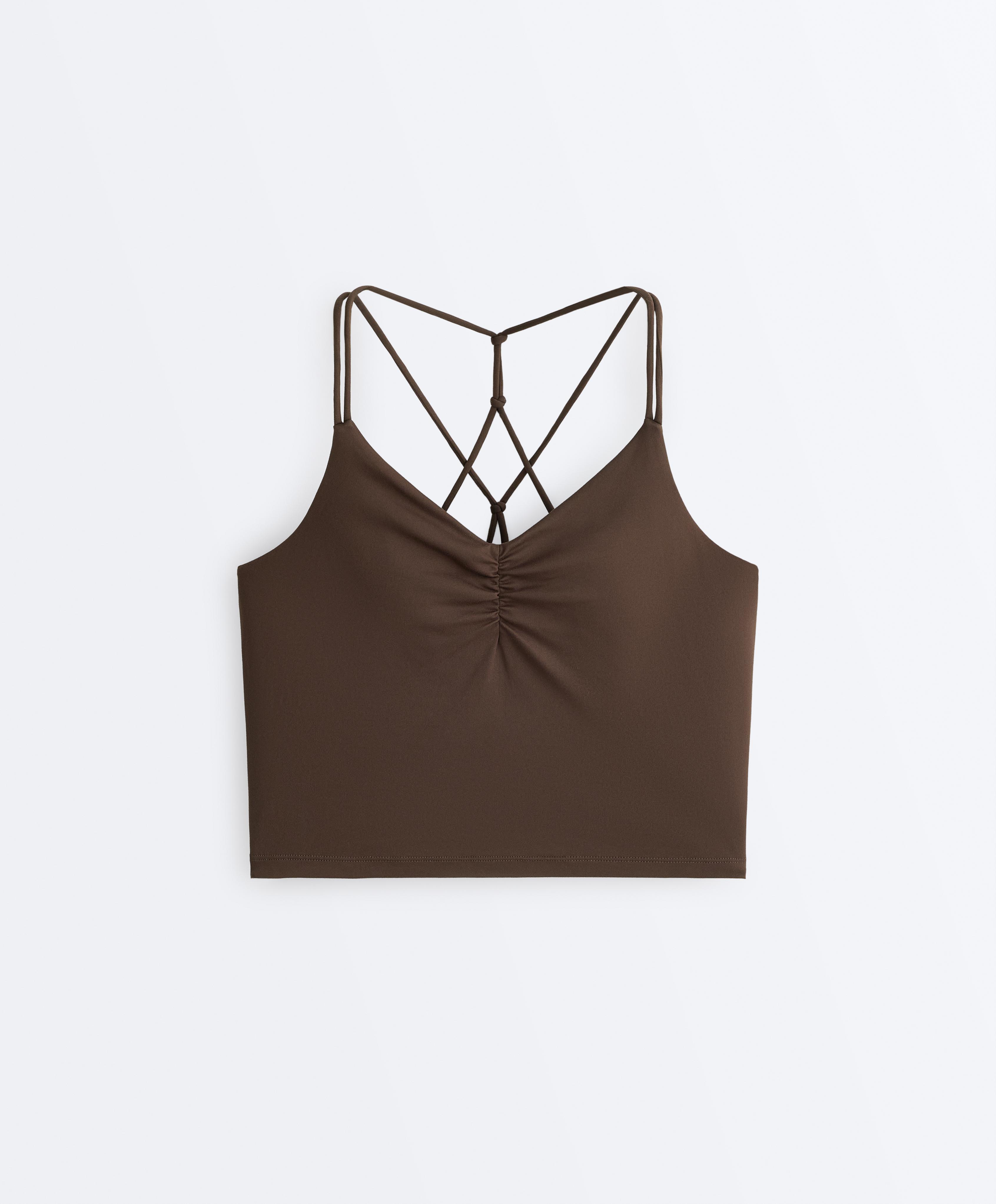 Comfortlux crossover strap tank top — DARK BROWN
