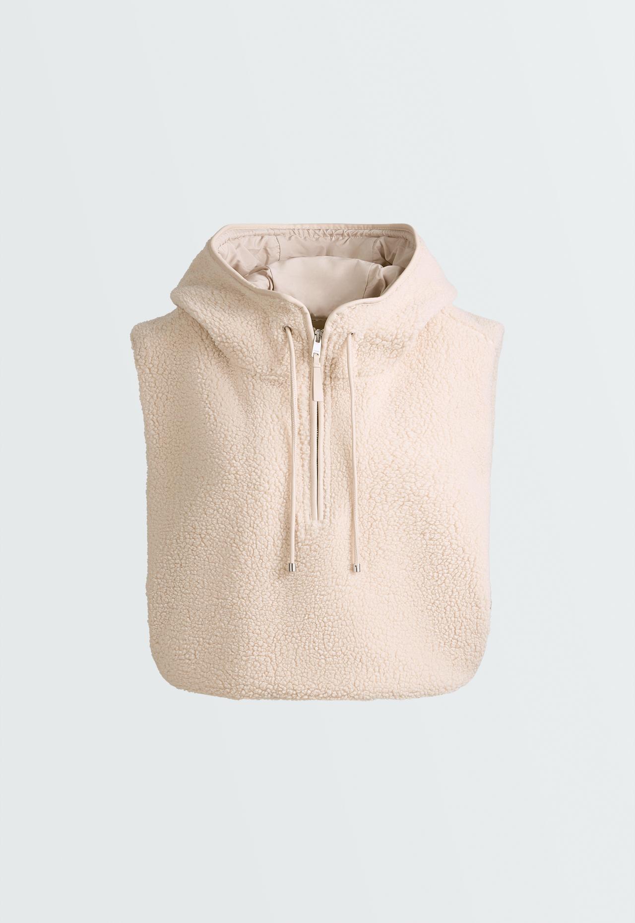Faux-shearling hooded gilet — CREAM