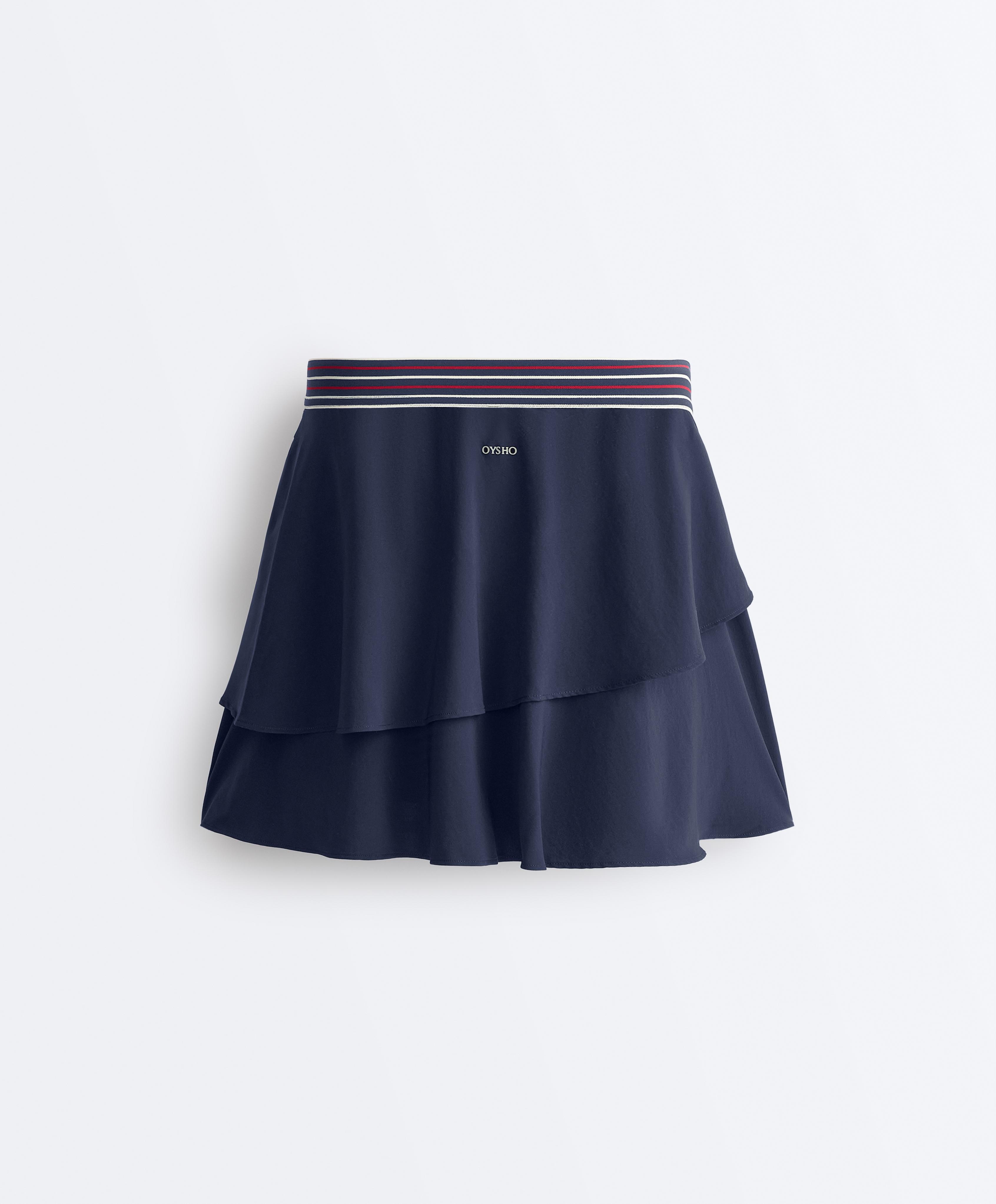 Comfortlux high-rise short skirt with ruffled hem — NAVY BLUE