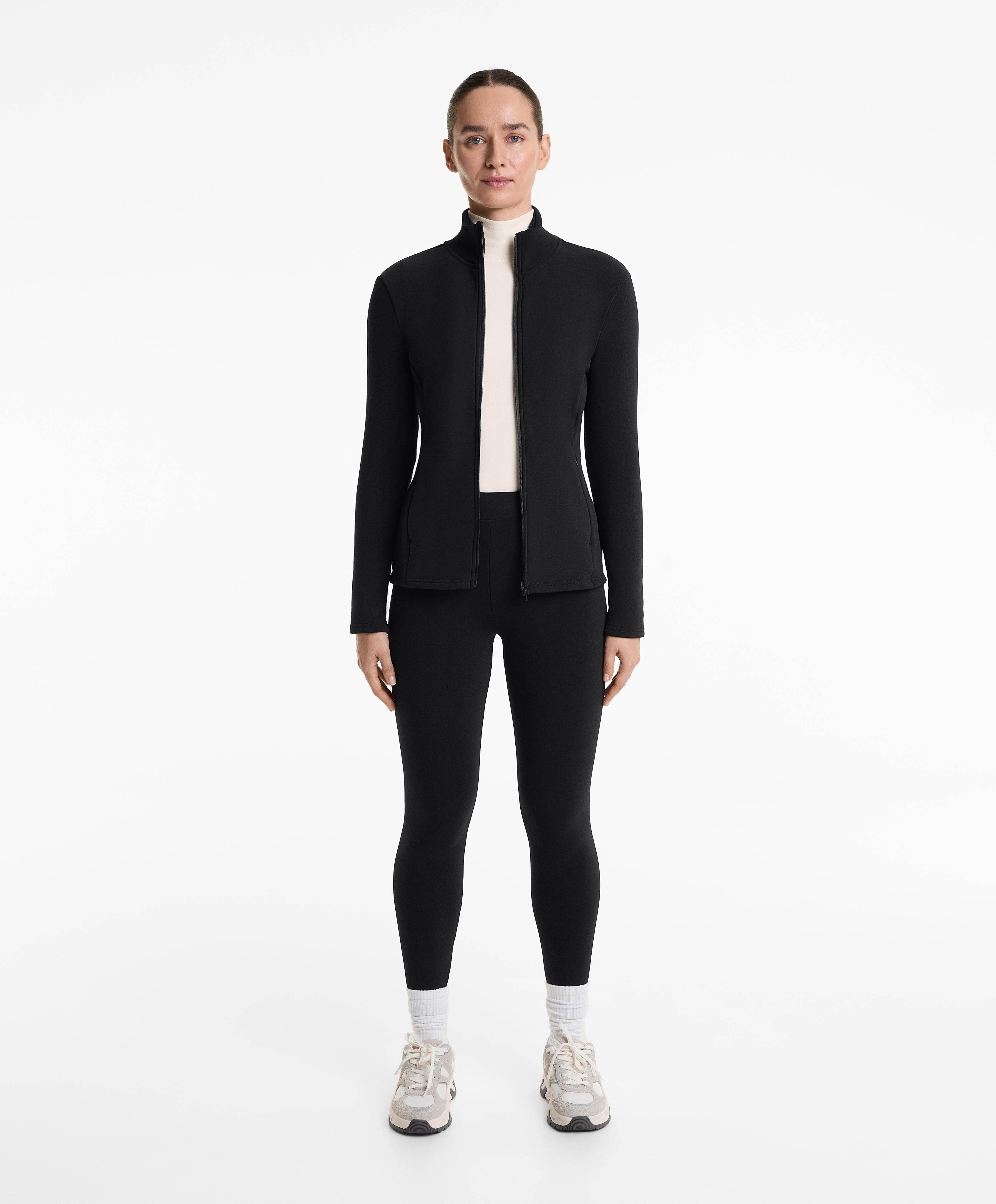 Ankle-length high-rise super-extra-warm seamless 70cm leggings — BLACK