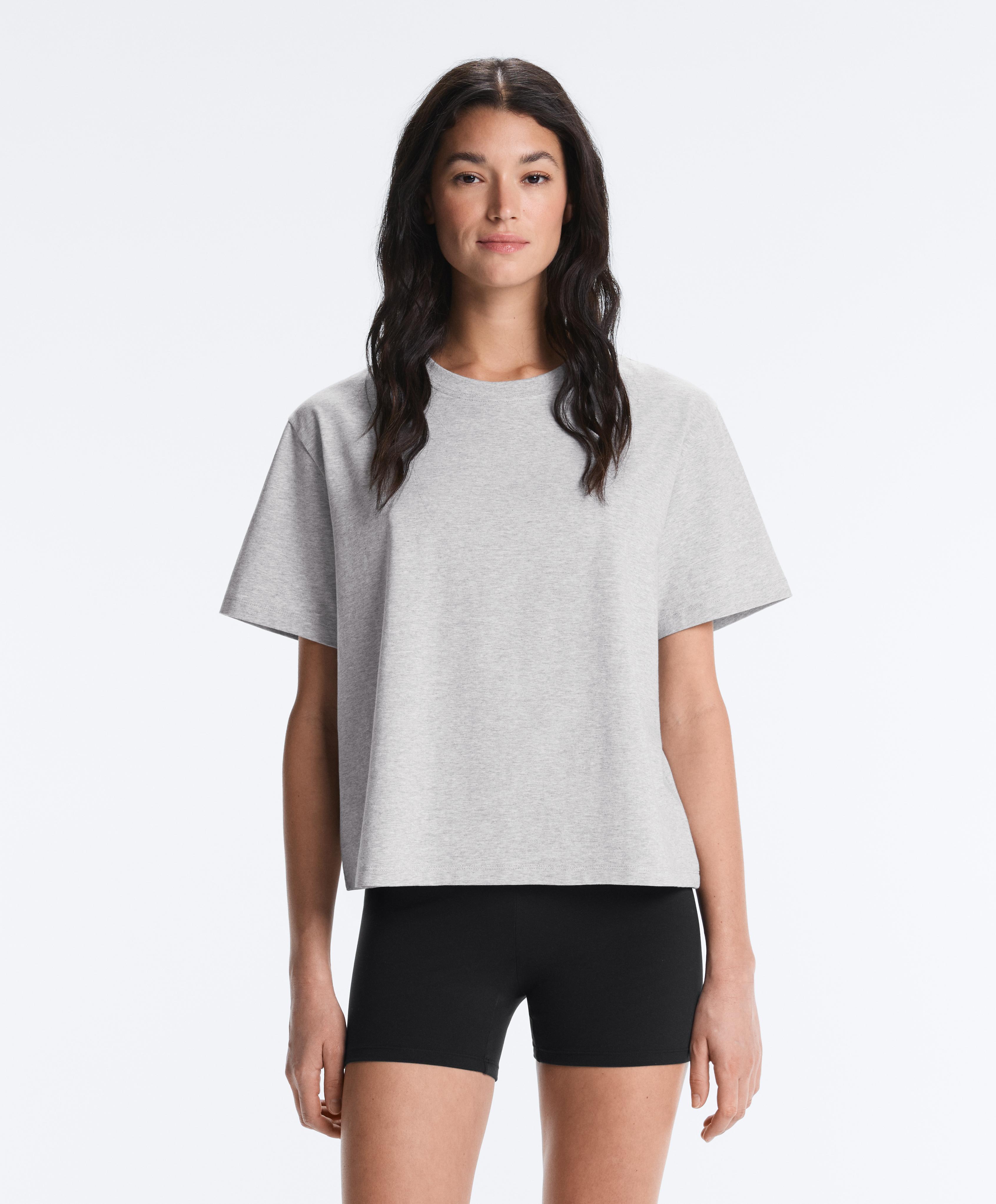Boxy short-sleeved cotton blend T-shirt