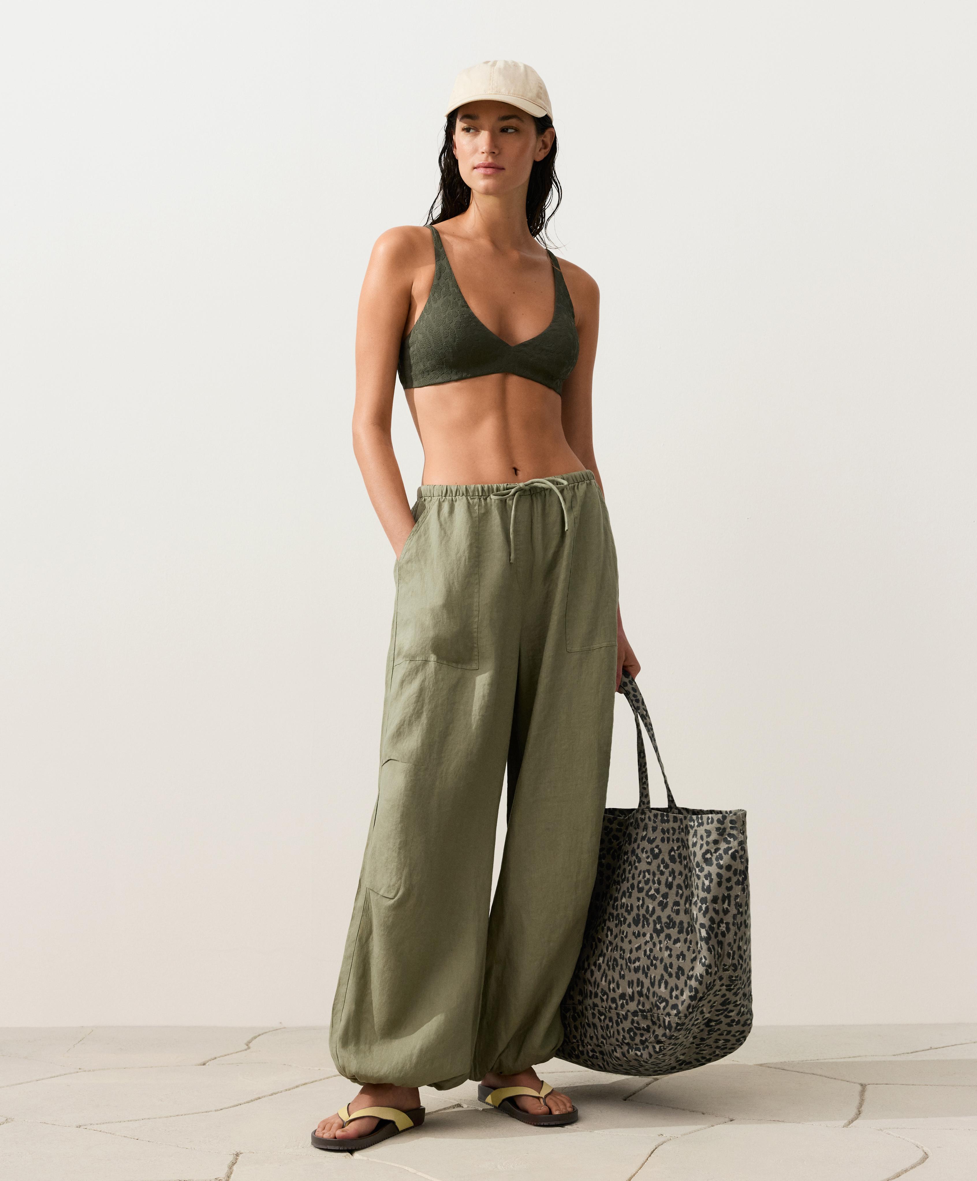 Textured leopard classic bikini briefs — DARK KHAKI