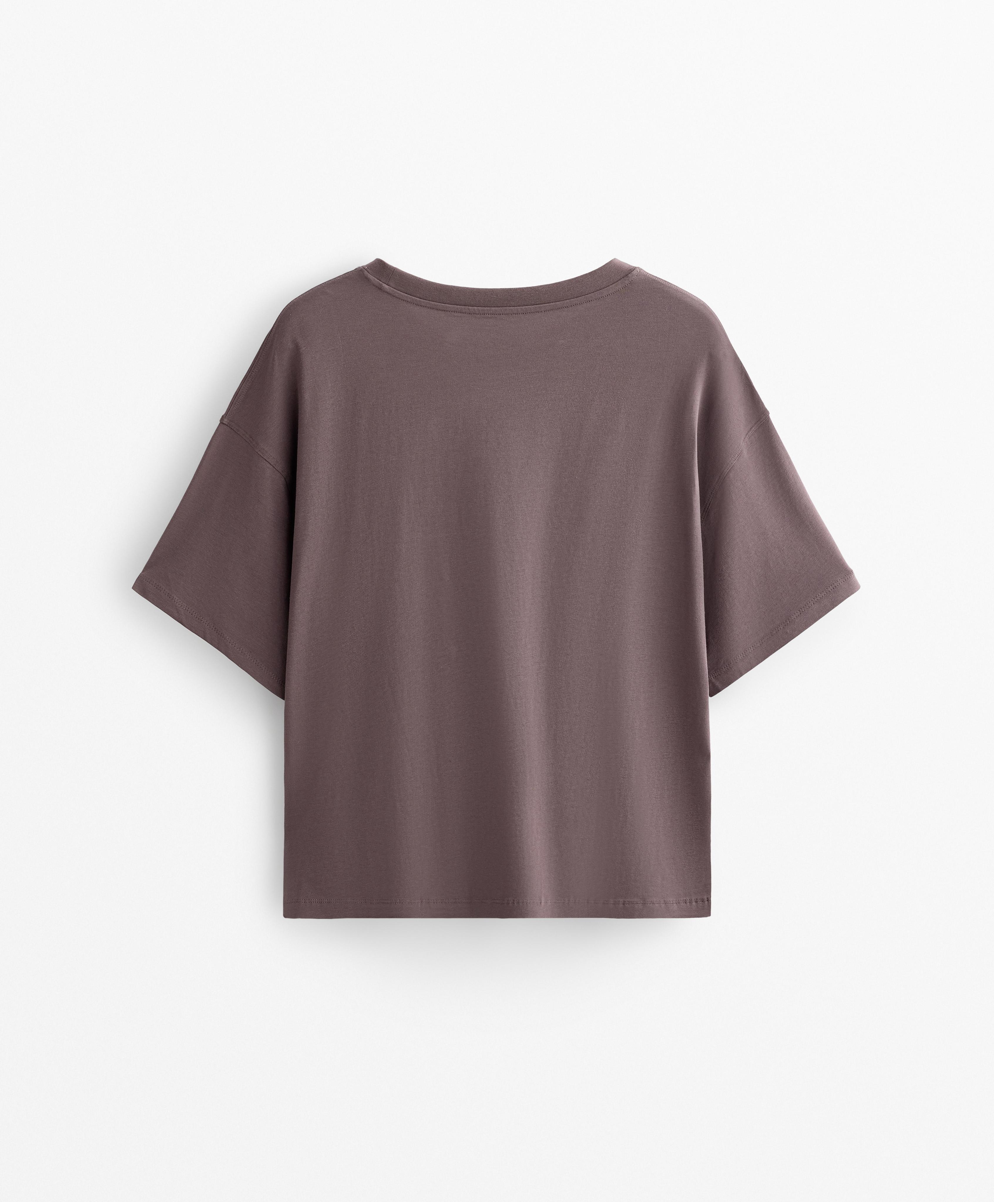 Boxy short-sleeved cotton blend T-shirt