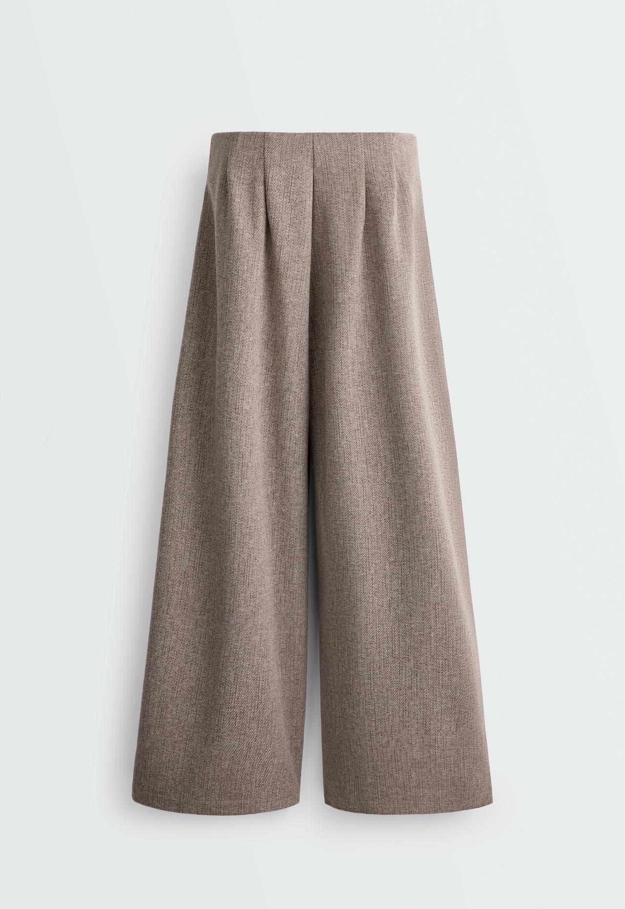 Mottled wide-leg trousers — BROWN-GREY MELANGE