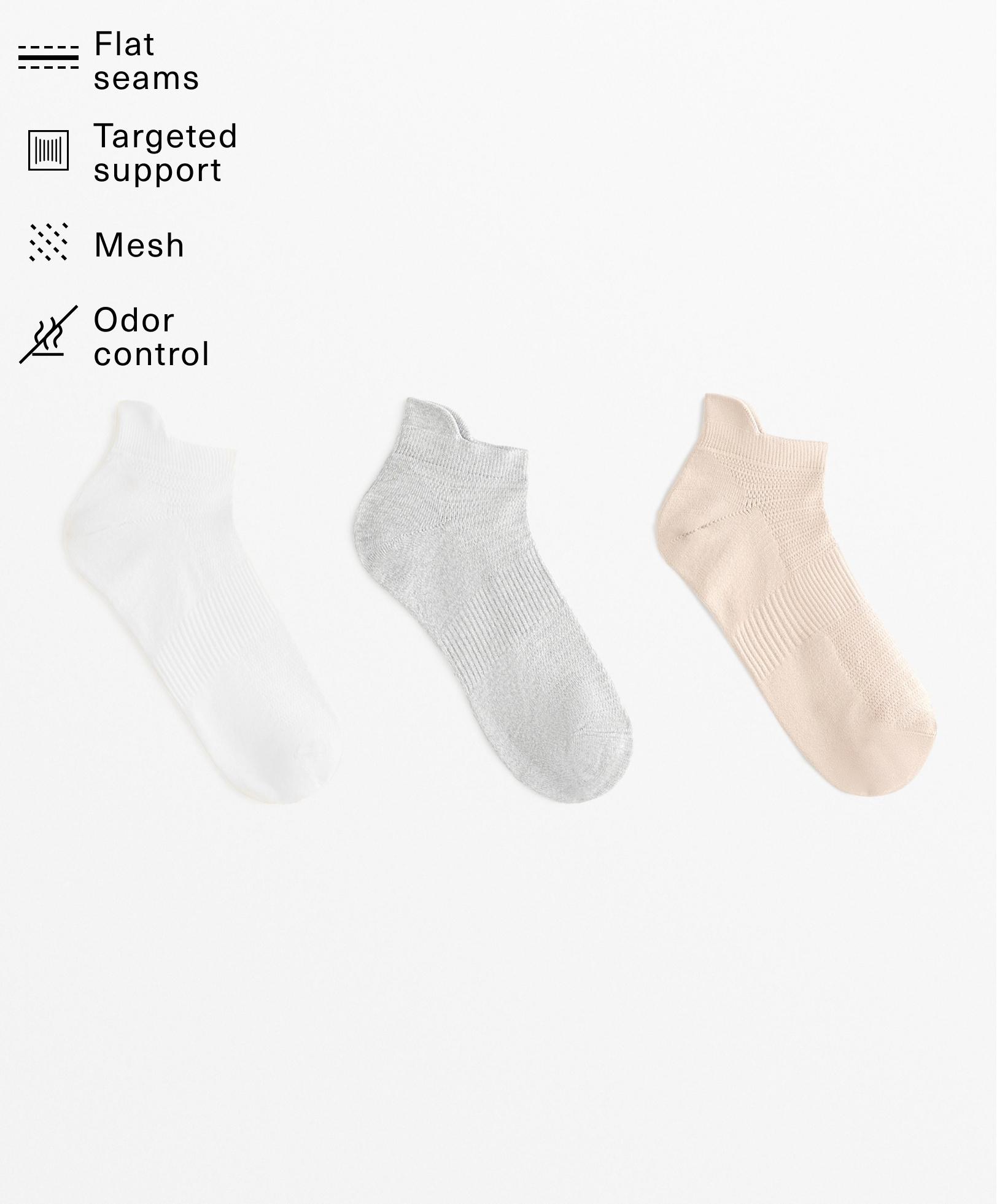 3 pairs of polyamide blend sneaker socks with heel tab