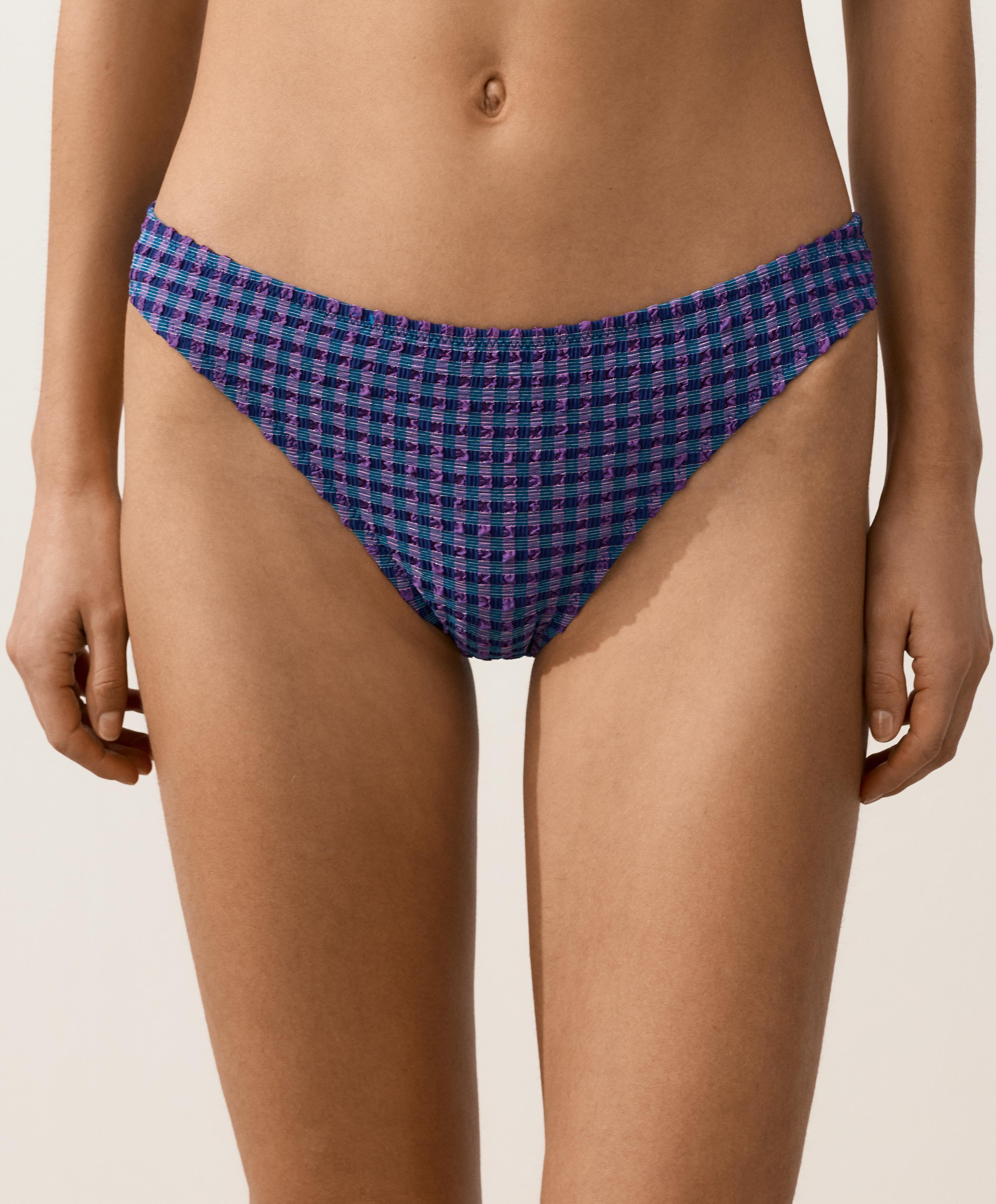 Gingham classic bikini briefs — NAVY BLUE