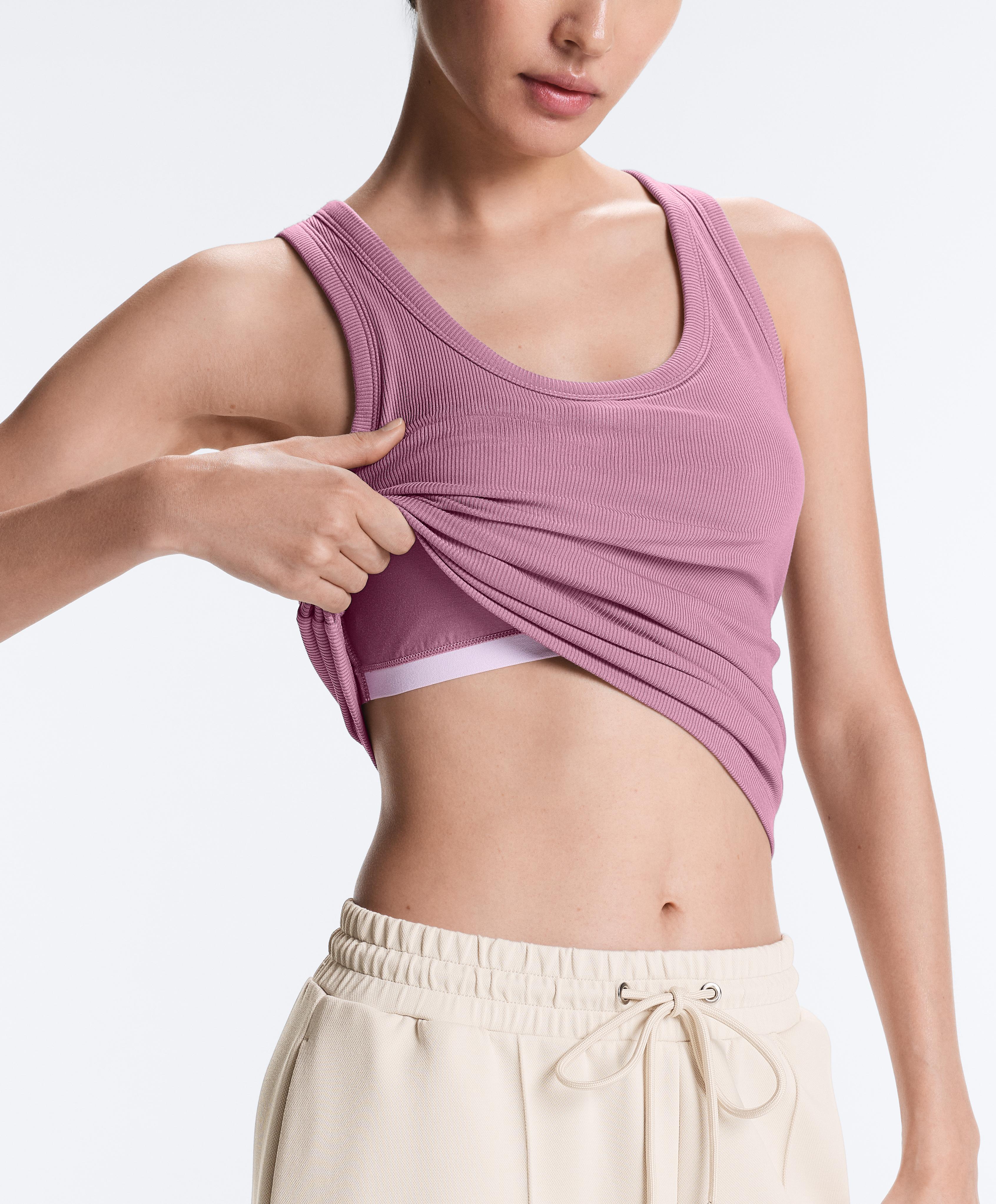 Rib modal blend tank top — MAUVE PINK