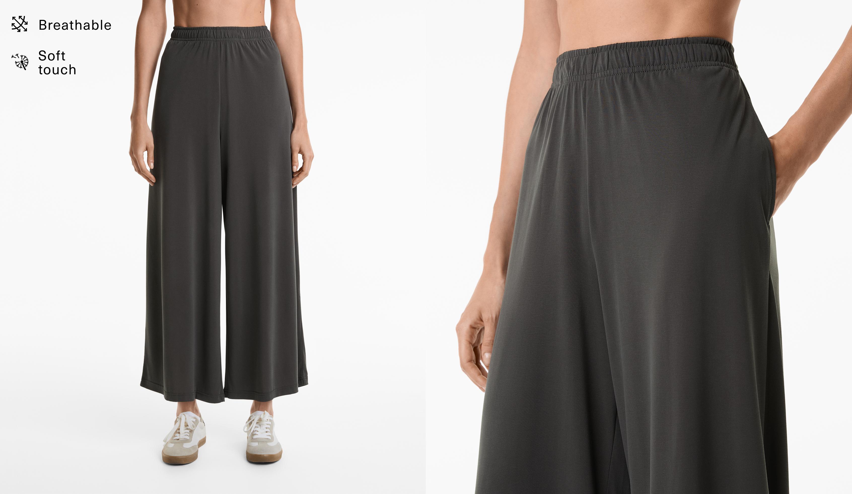 Weit geschnittene Crop-Hose mit Modal