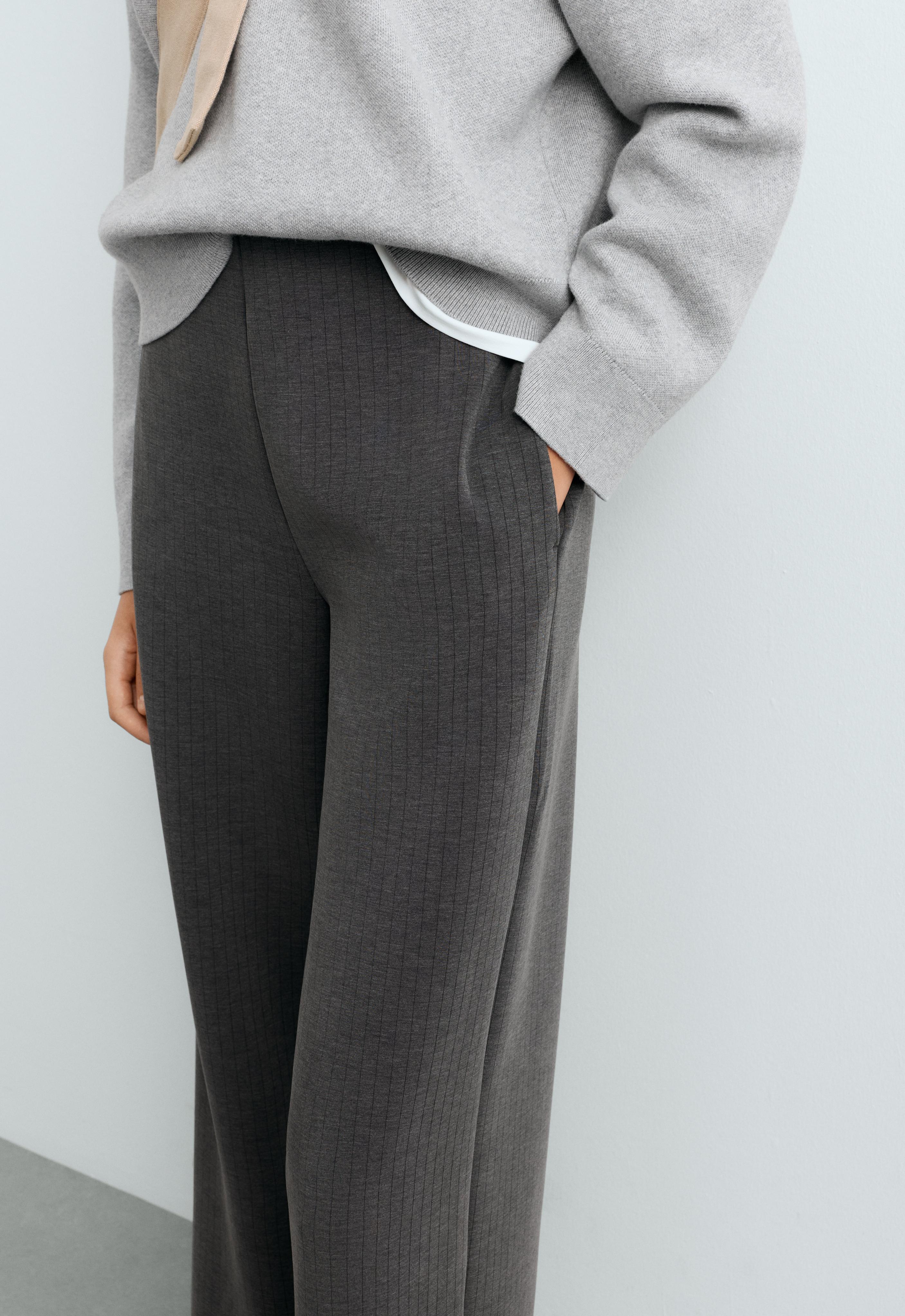 Super high-rise striped modal trousers — ASPHALT GREY