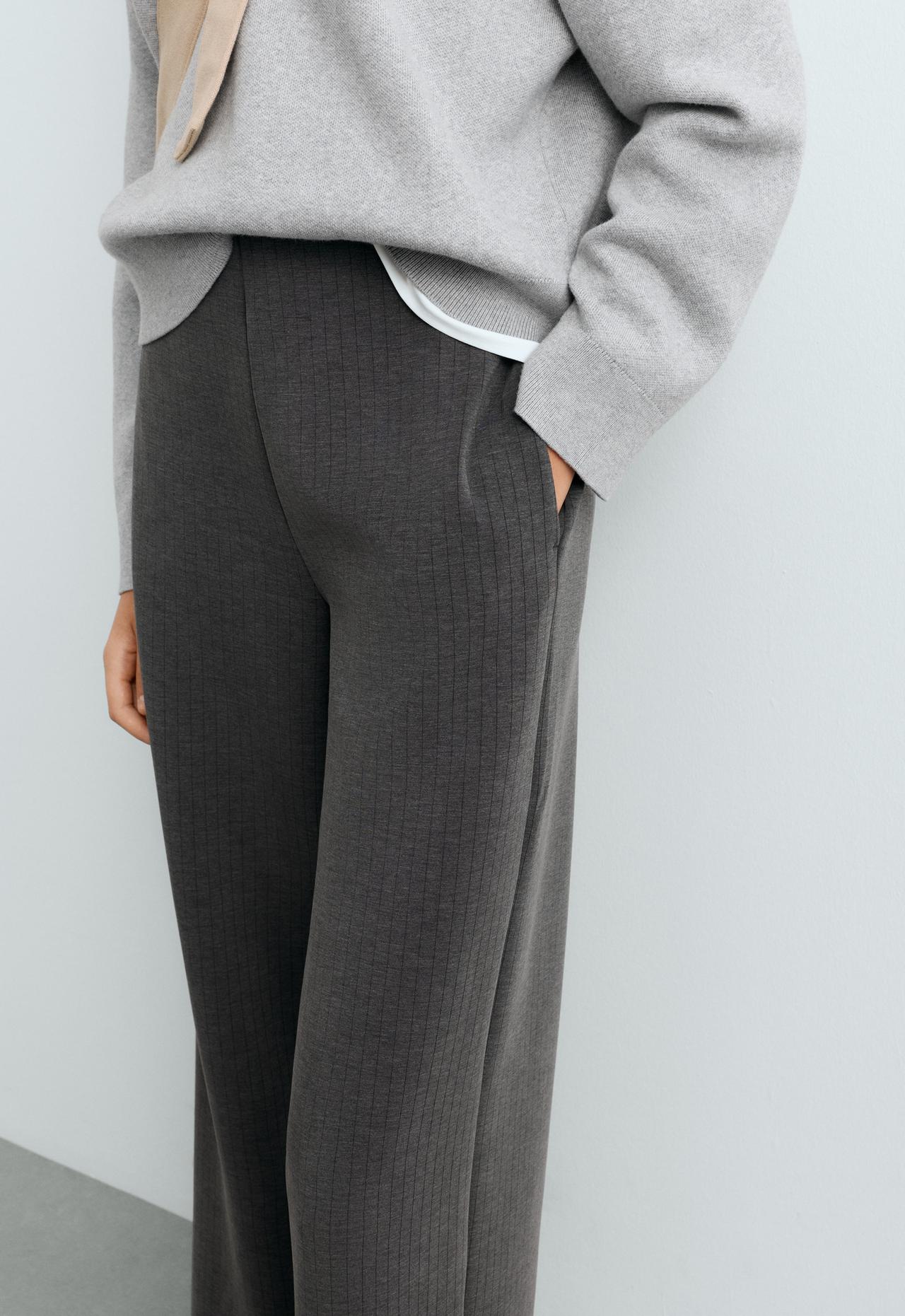 Straight-leg super high rise trousers with modal pinstripe — ASPHALT GREY