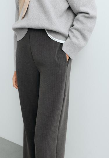 Straight-leg super high rise trousers with modal pinstripe — ASPHALT GREY 4