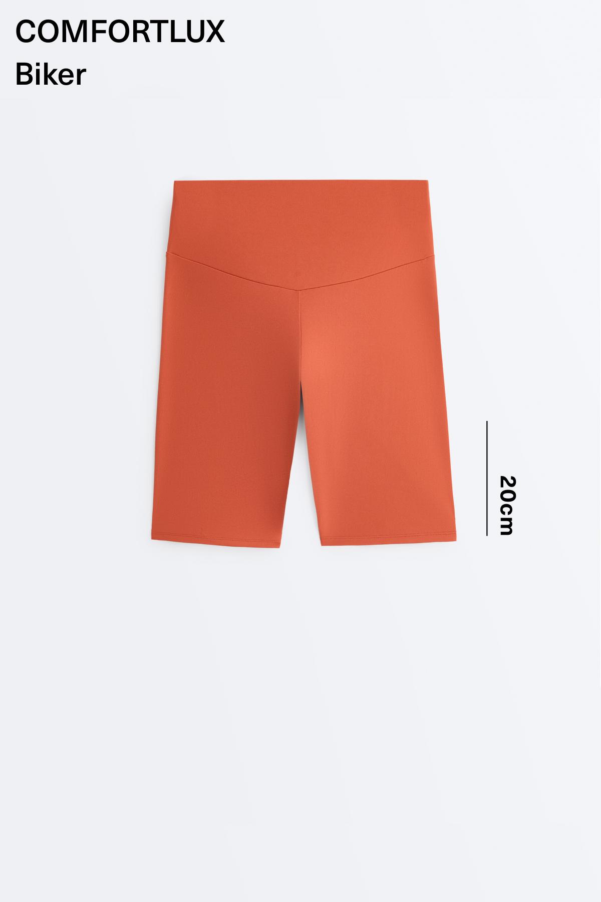 Comfortlux high-rise 20cm biker leggings — TERRACOTTA