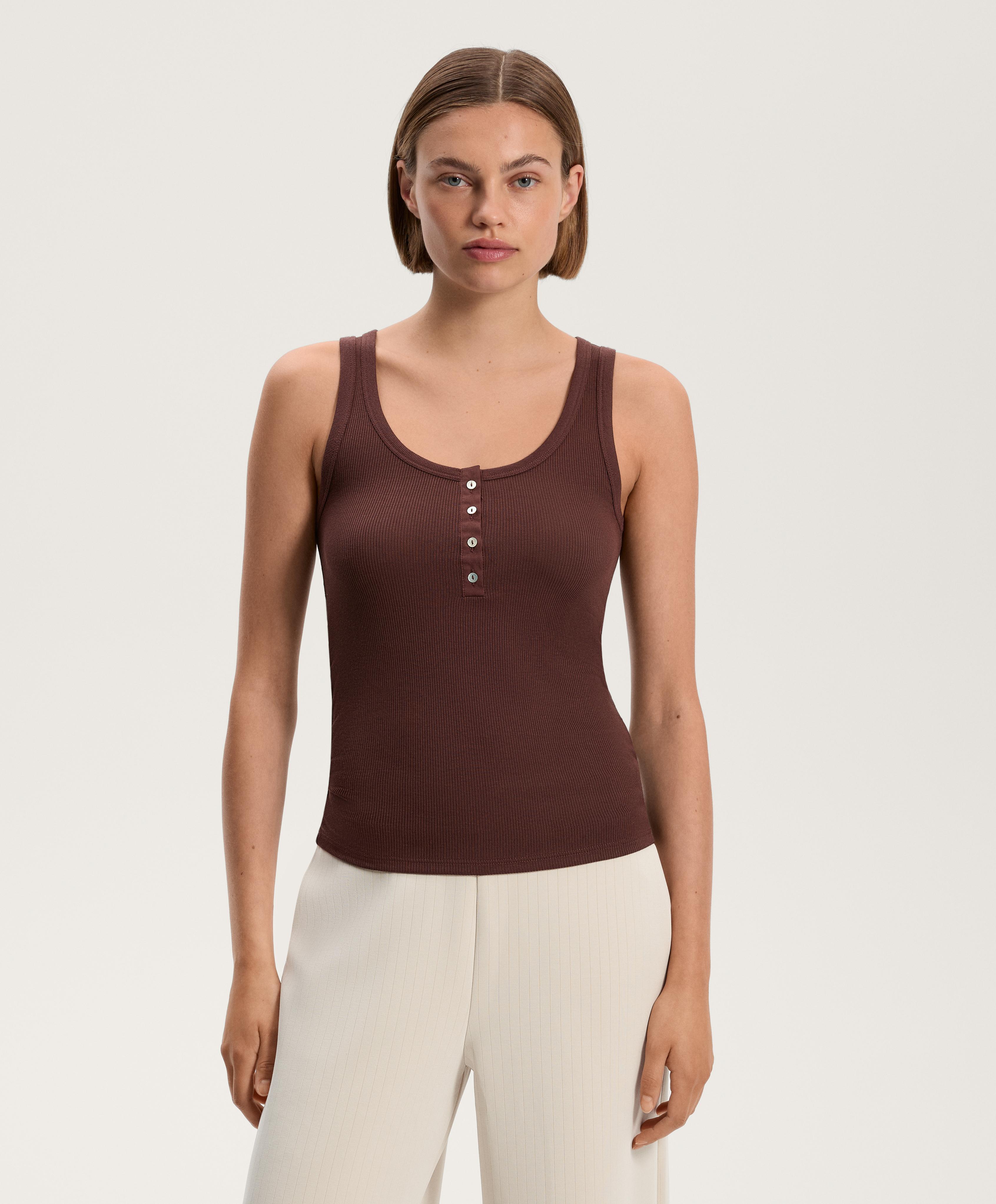 Camiseta manga sisa botones con algodón y modal