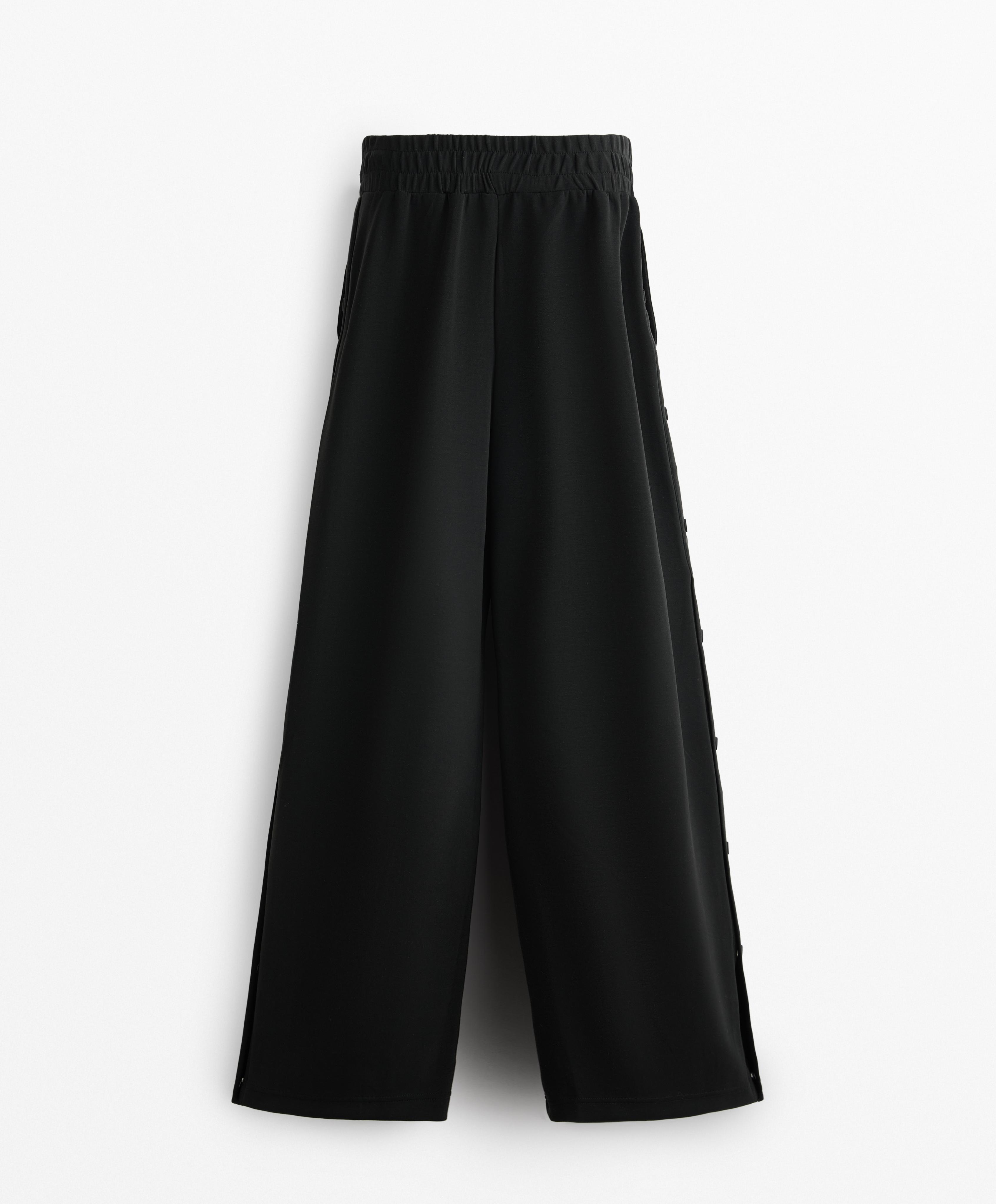 Pantalón wide leg con modal tacto suave botones