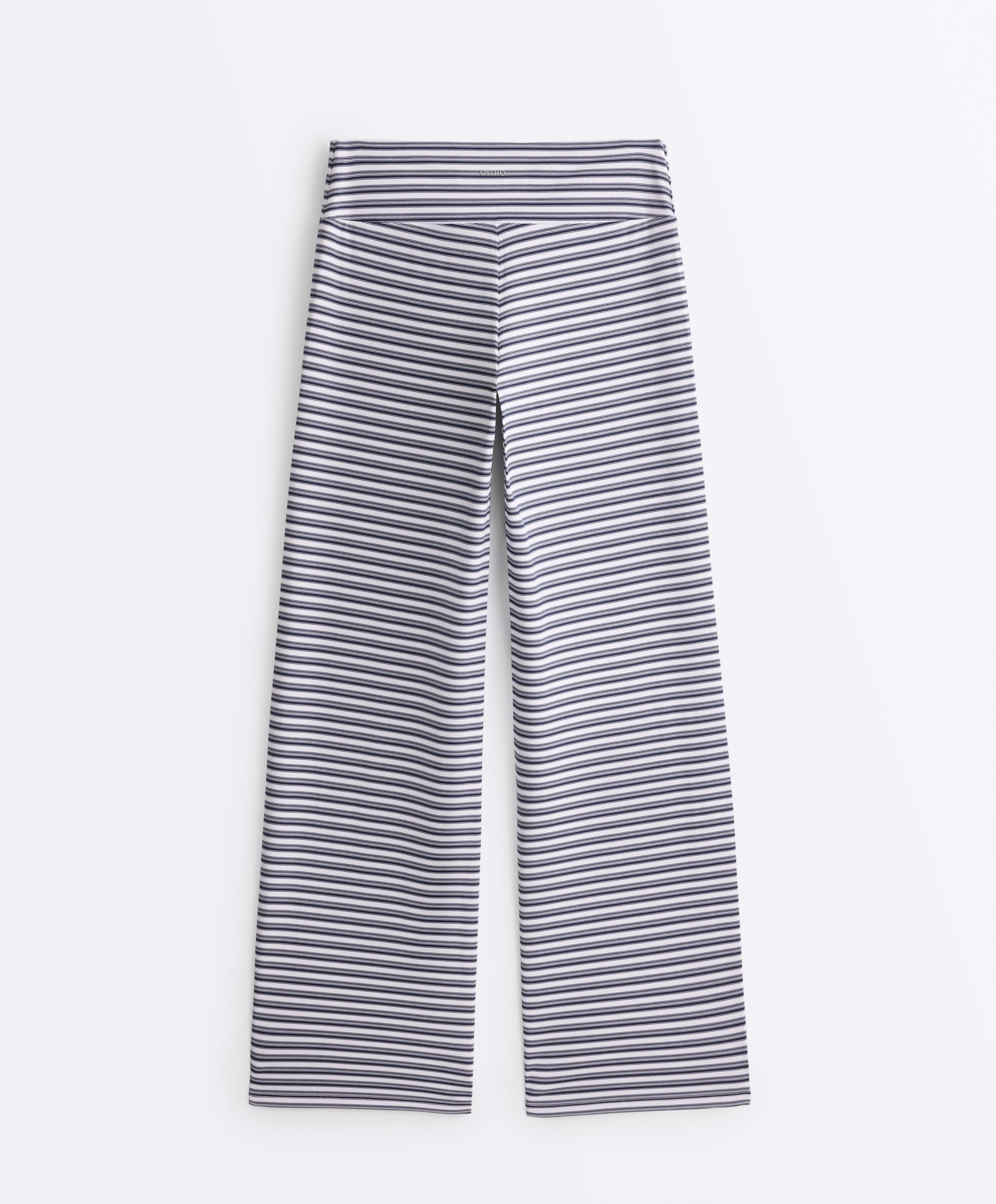 High-rise Comfortlux striped straight-leg trousers — NAVY BLUE