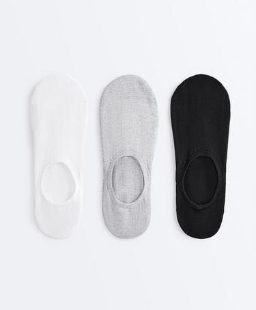 3-pack high-cut polyamide blend invisible trainer socks — MID-GREY MELANGE 1