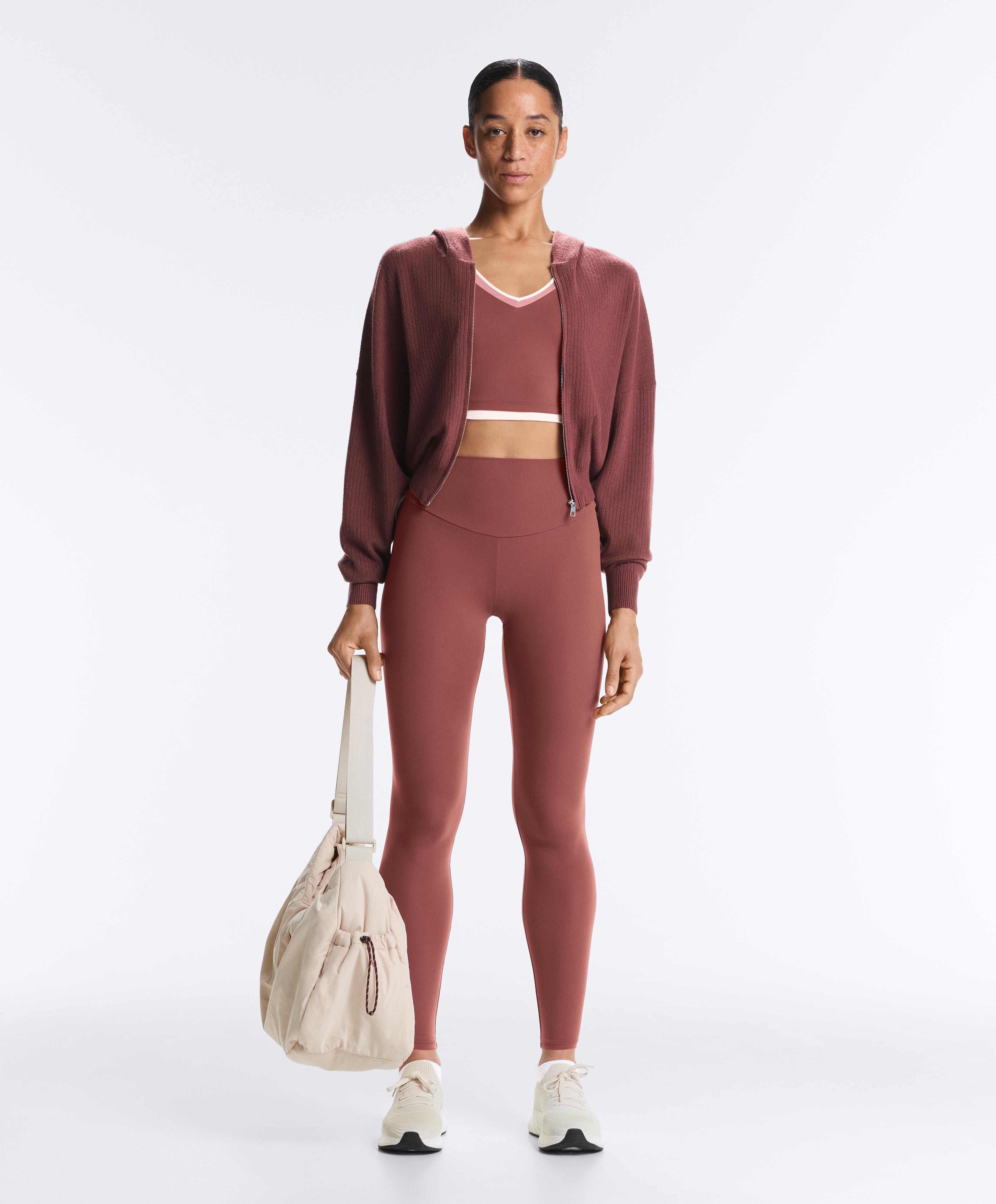 Rib-knit hooded jacket — MAHOGANY