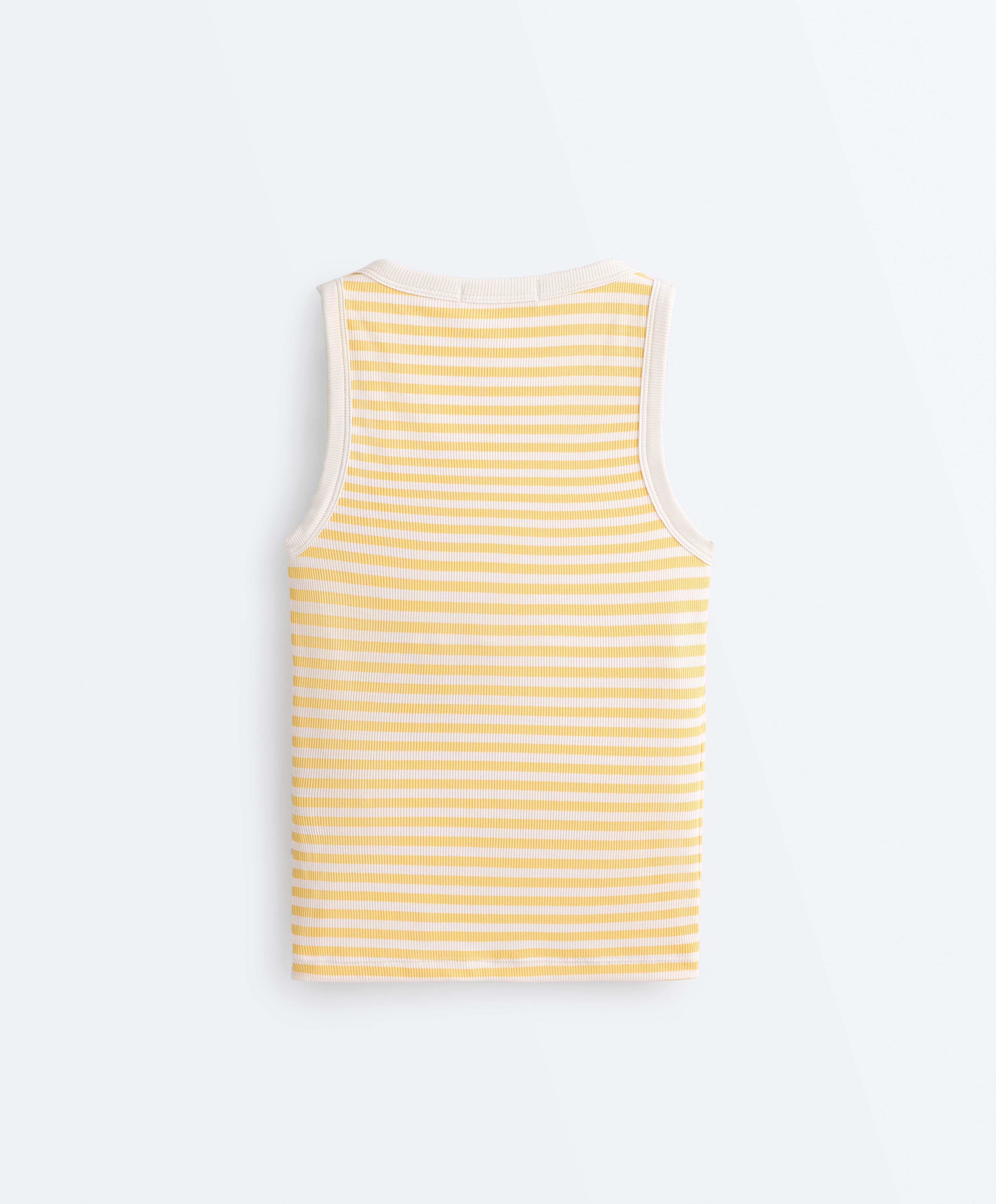 Long modal rib stripe tank top — MID-YELLOW