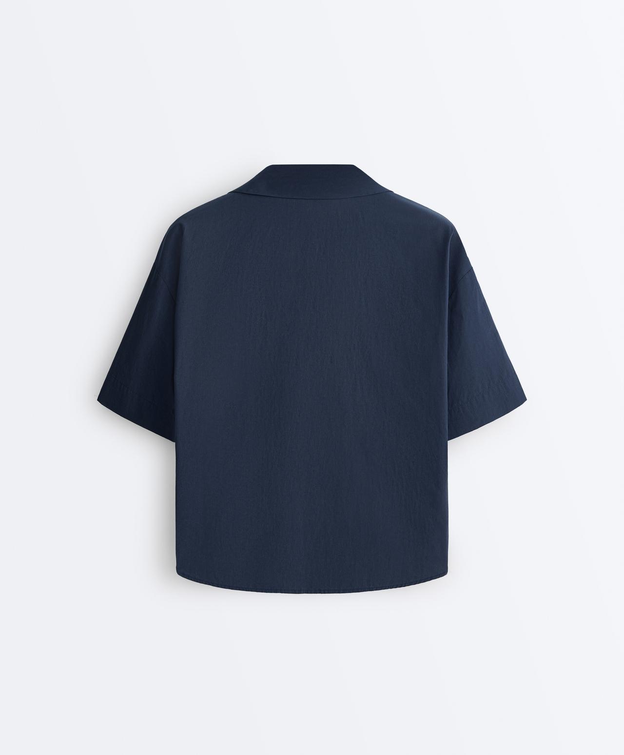 100% cotton poplin polo shirt — NAVY BLUE