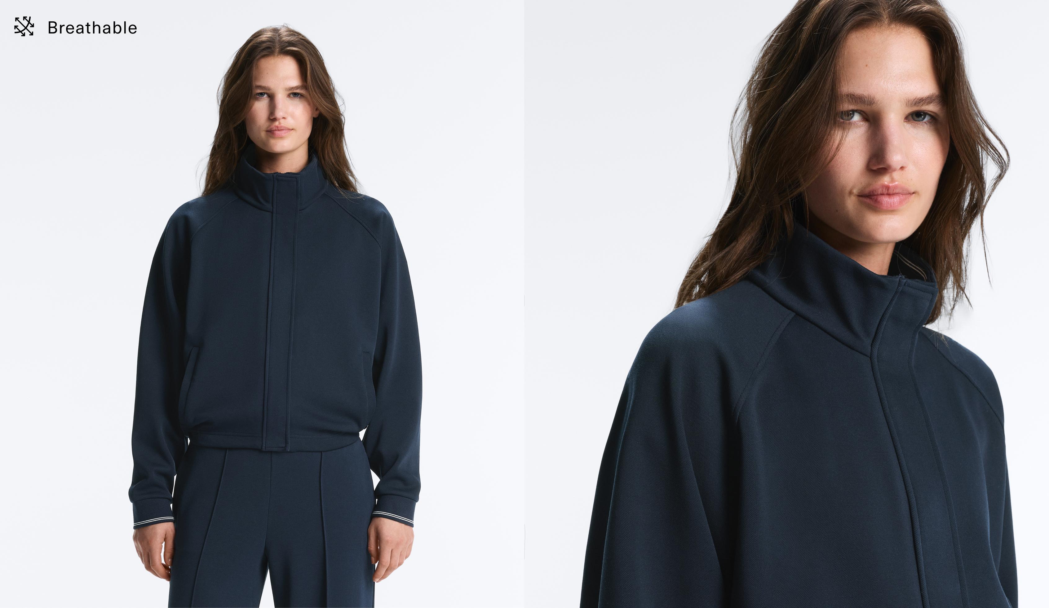 Piqué jacket with cotton contrast piping Piqué jacket with cotton contrast piping