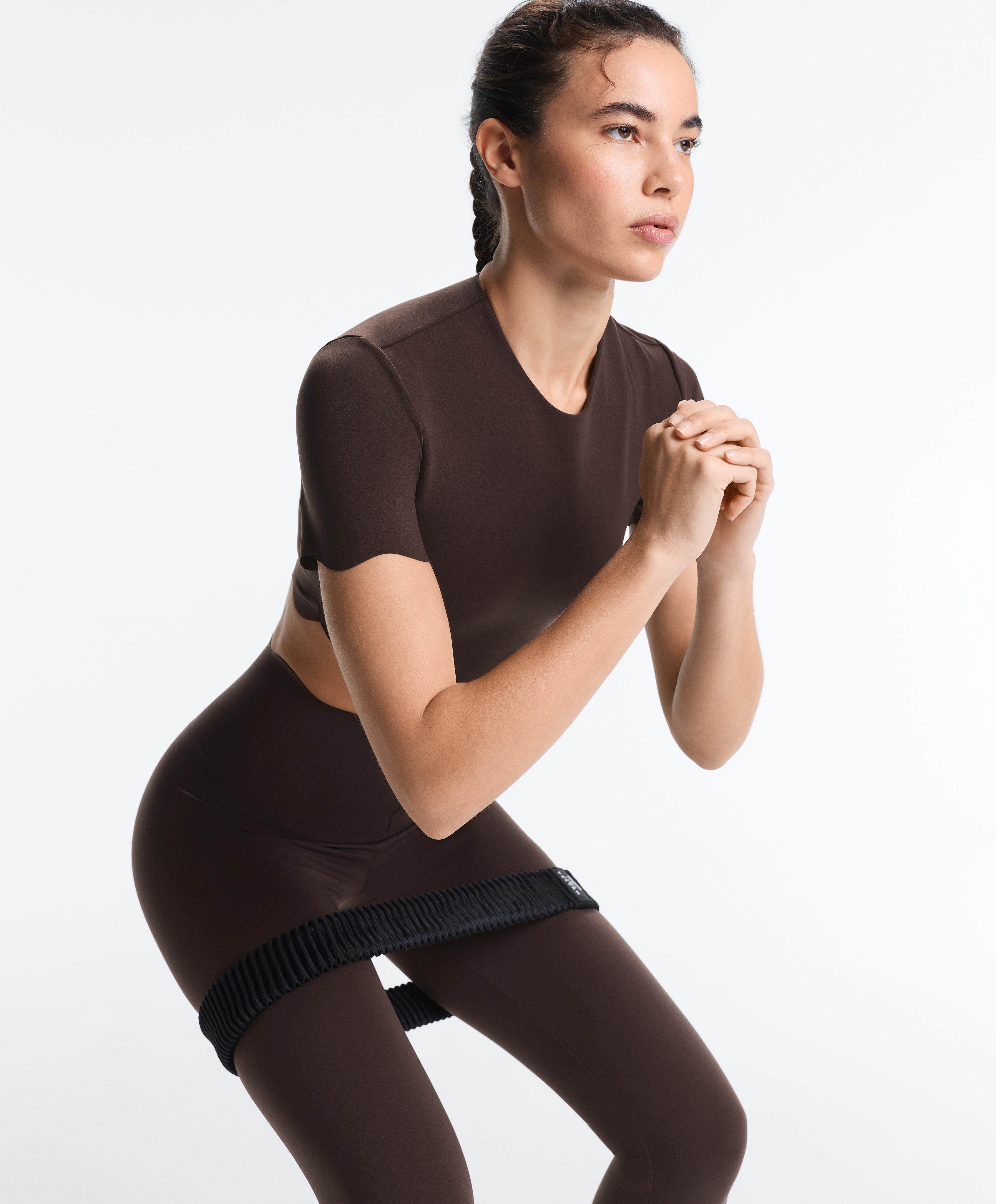 Wavy Compressive Tank Top — DARK REDDISH‑BROWN
