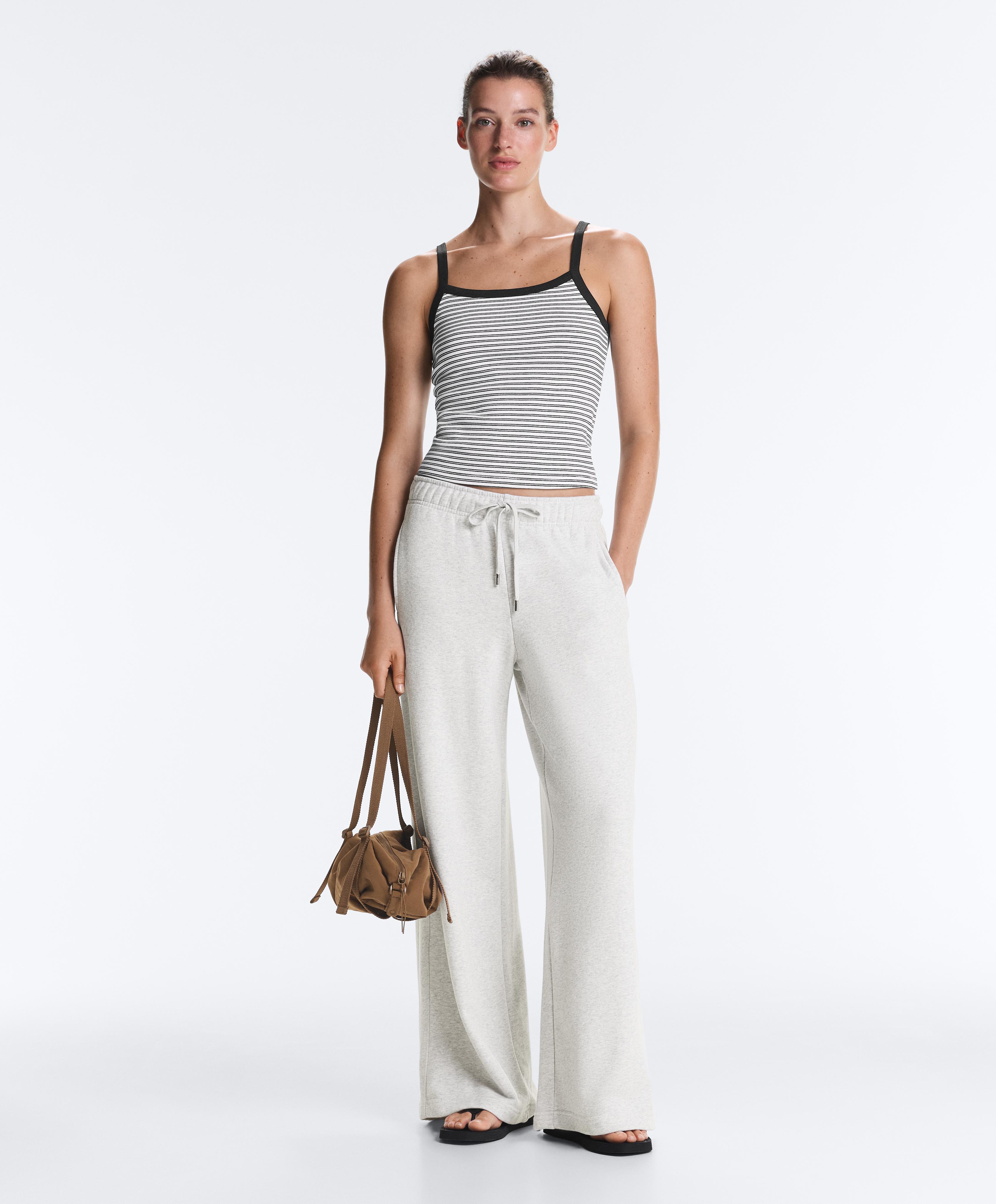 Striped cotton-blend rib vest top — WHITE