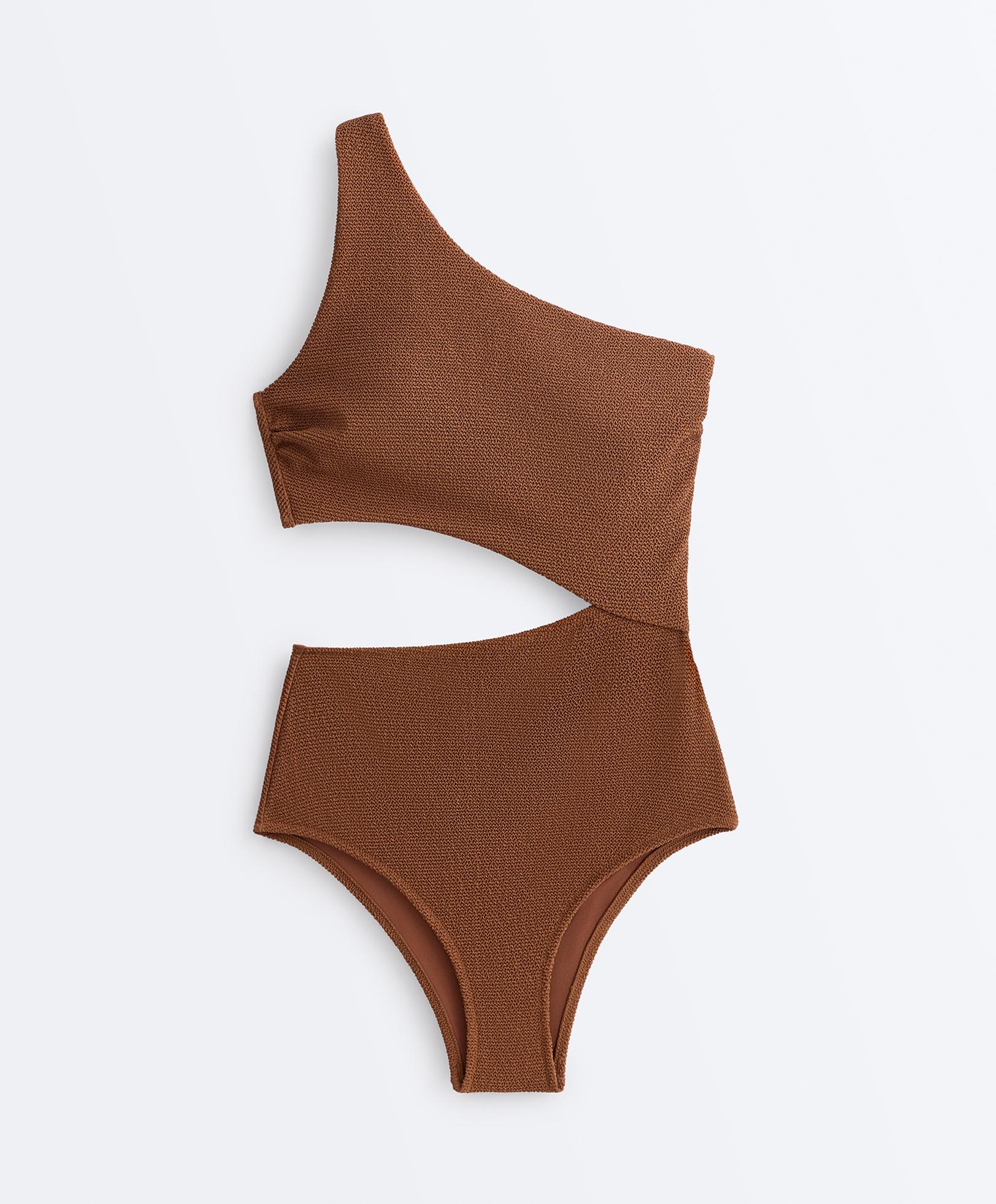 Crinkle asymmetric trikini — TOFFEE