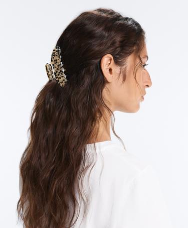 Large printed hair claw — CHESTNUT 2