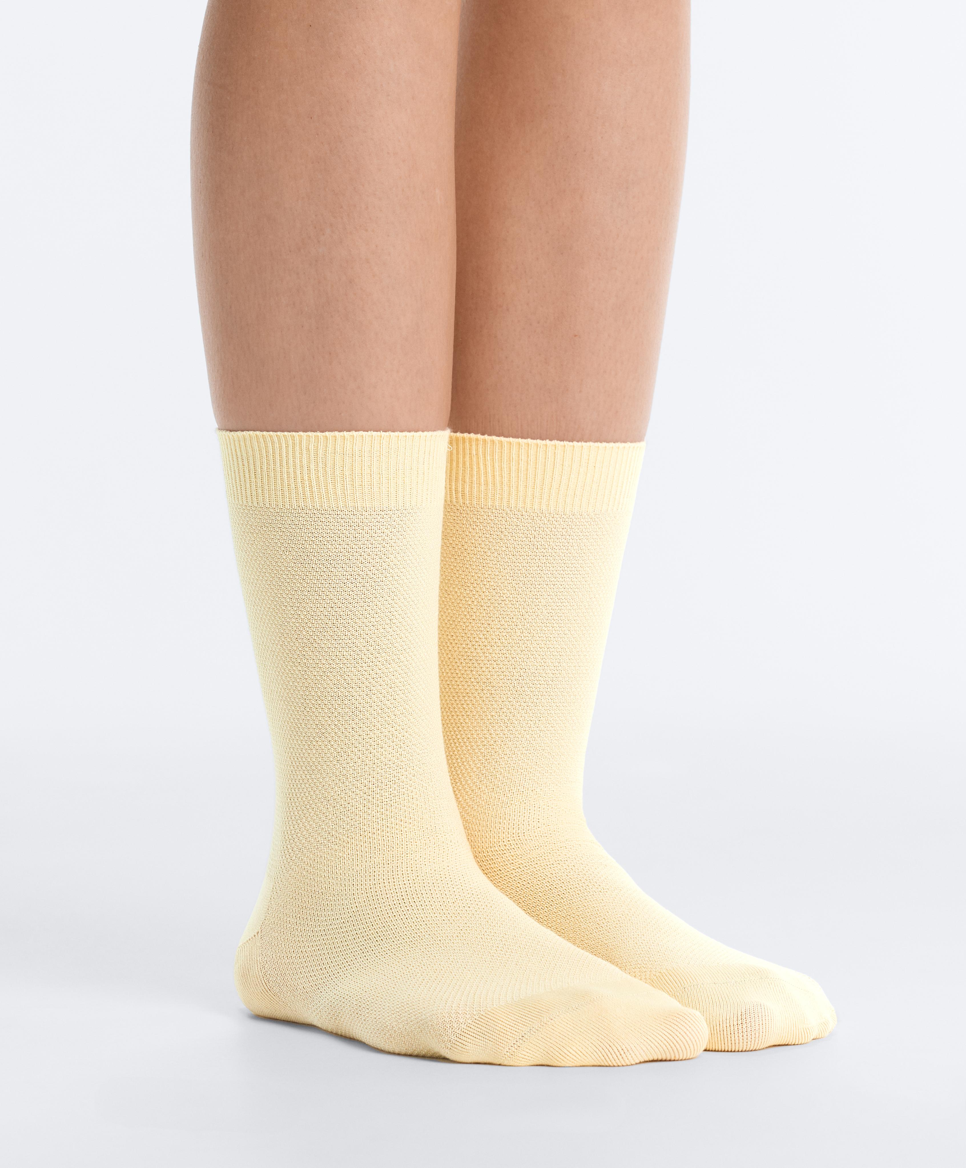 3 pairs of cotton blend classic pique socks — YELLOW