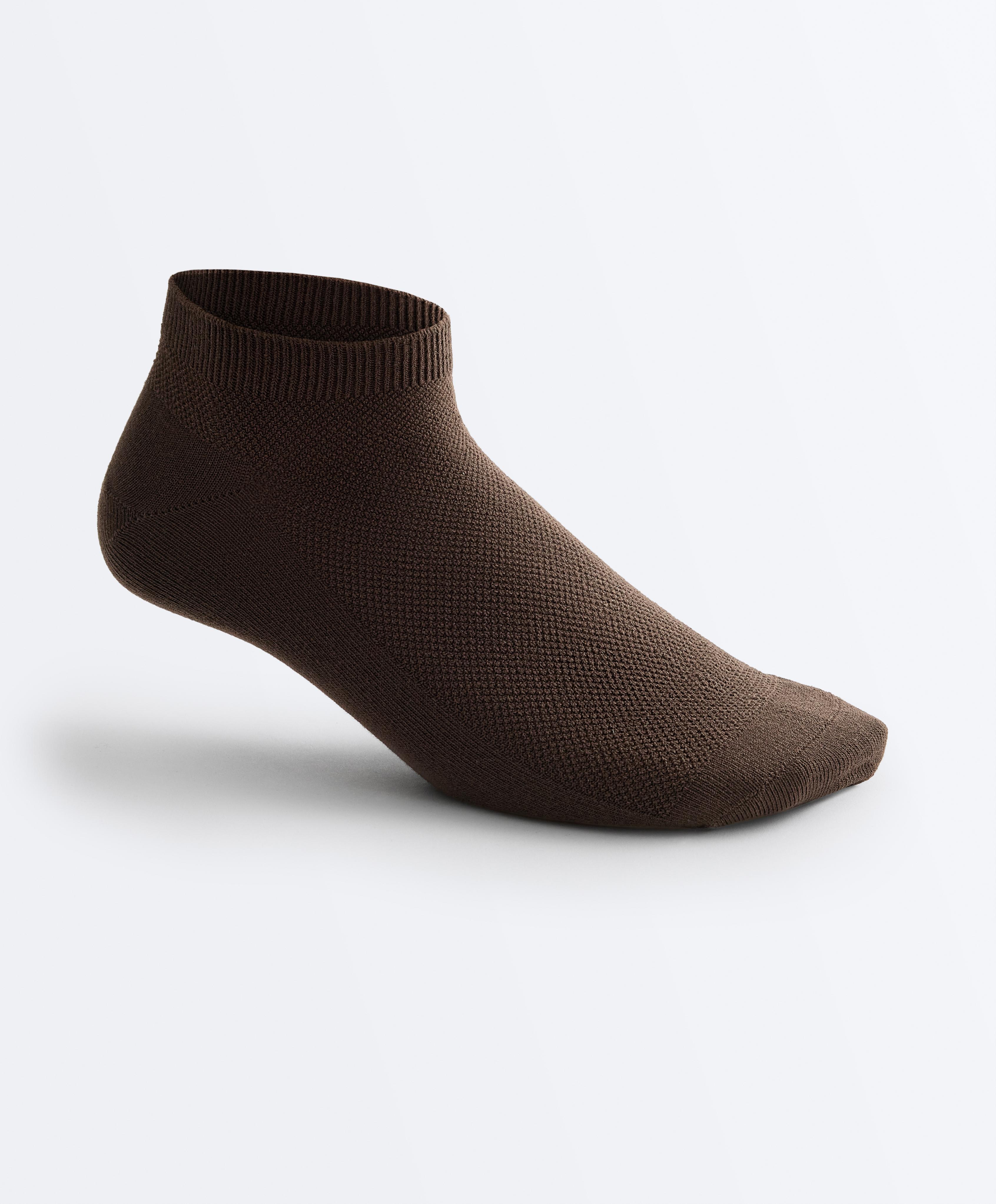 3 pairs of cotton blend piqué sneaker socks — WASHED TERRACOTTA