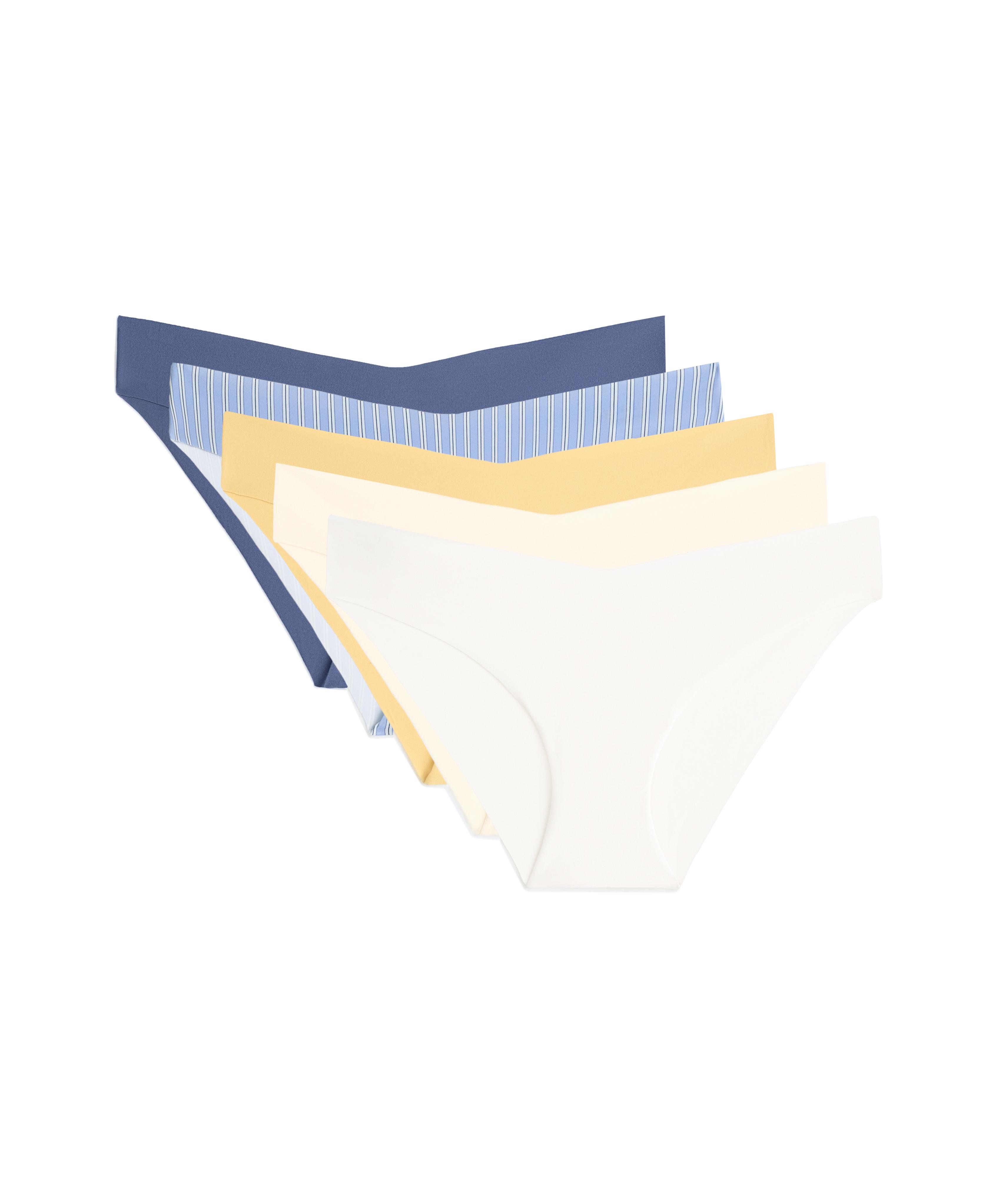 5 laser-cut invisible polyamide blend V-cut bikini briefs — MID-YELLOW